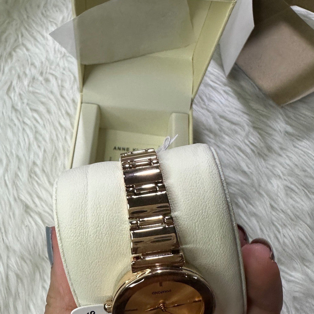 AUTHENTIC AK Klein Women's AK/2434RGRG Diamond-Accented Rose Gold-Tone Bracelet Watch