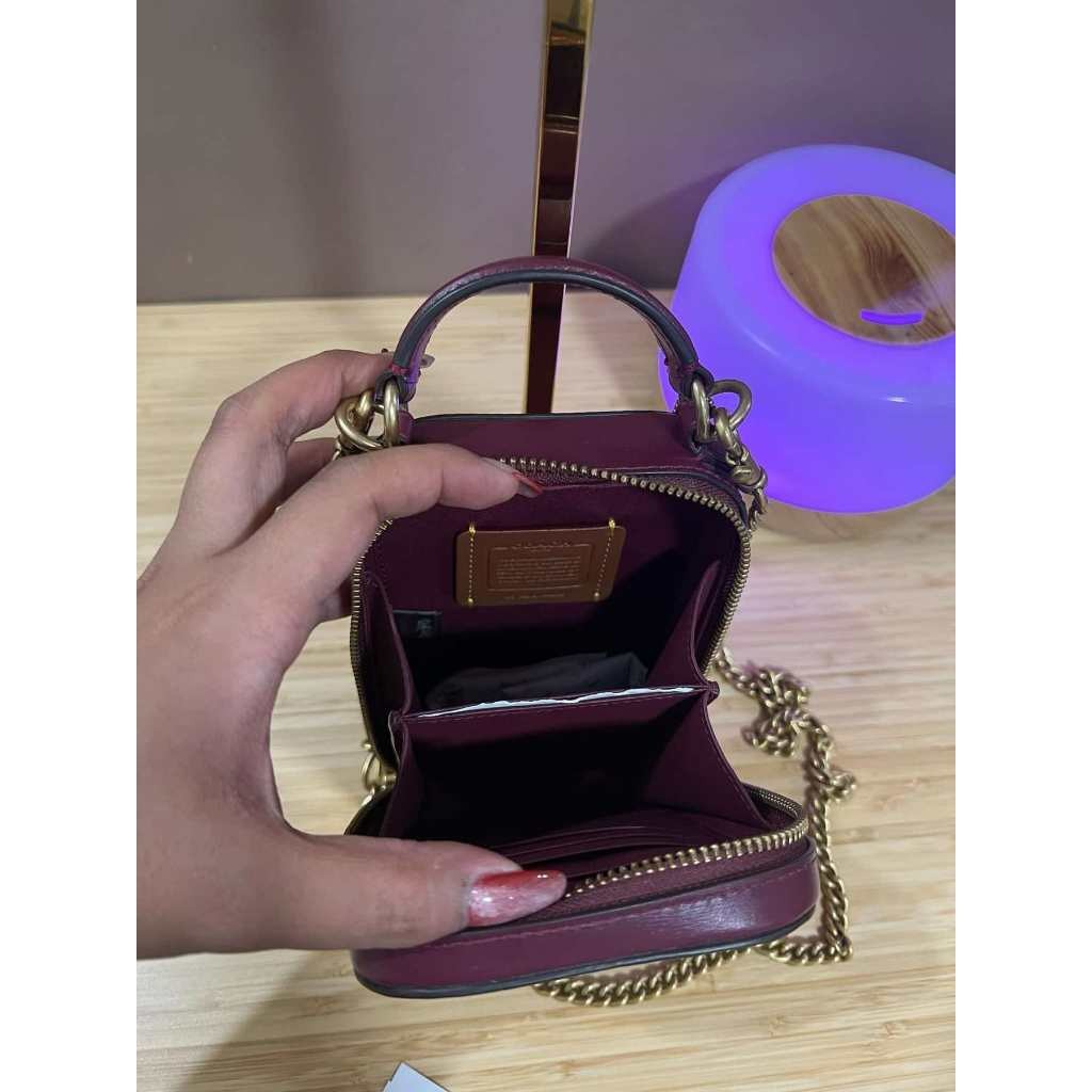 ORIG Preloved CCH Retail Alie Camera Phone Bag In Signature Jacquard Maroon
