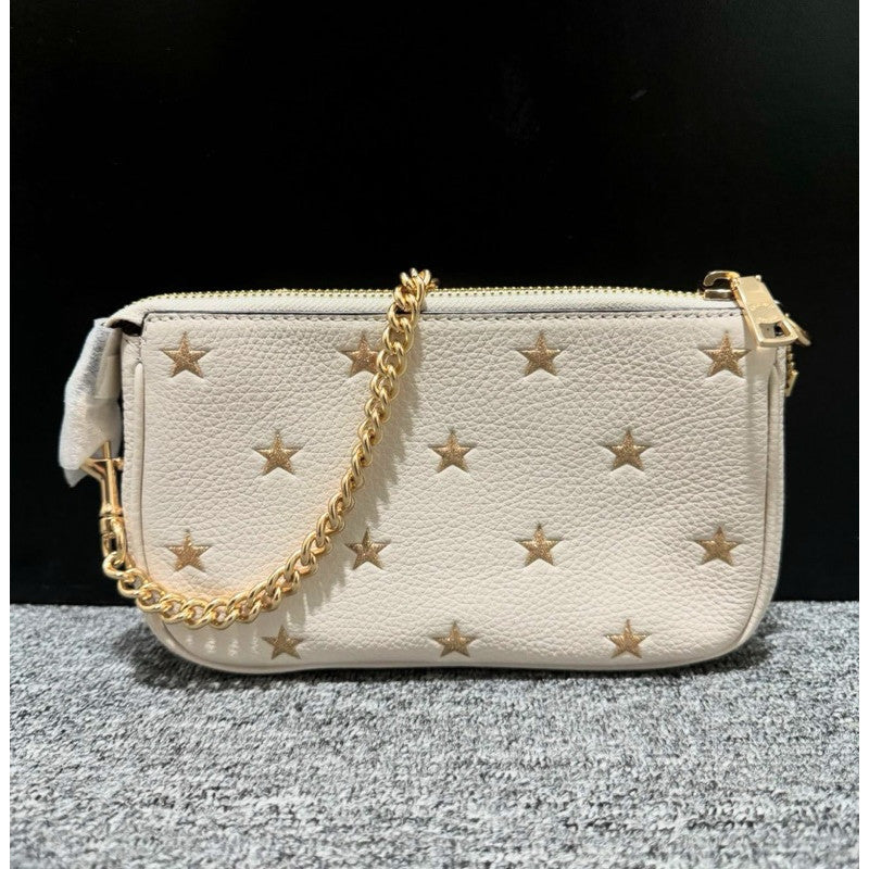 ORIG & IMPORTED CCH Nolita 19 With Star Print Small Shoulder Bag White Chain