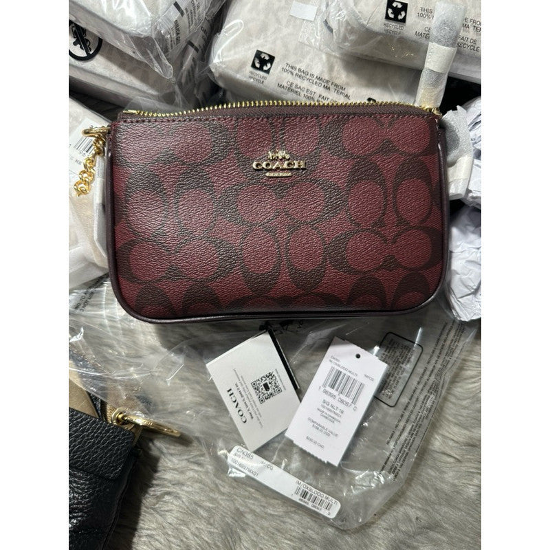 ORIG & IMPORTED CCH Nolita 19 In Signature Canvas Oxblood Red Small Bag Wristlet Chain Strap