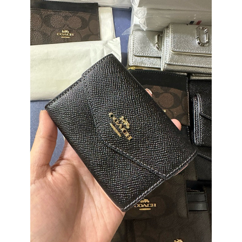 ORIGINAL & IMPORTED Coach Flap Card Case Small Wallet In Signature Canvas Pink Floral