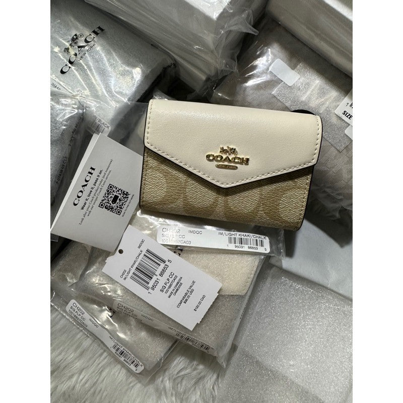 ORIGINAL & IMPORTED Coach Flap Card Case Small Wallet In Signature Canvas Pink Floral