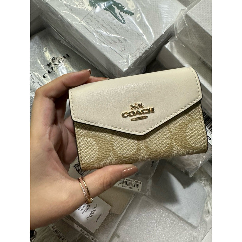 ORIGINAL & IMPORTED Coach Flap Card Case Small Wallet In Signature Canvas Pink Floral