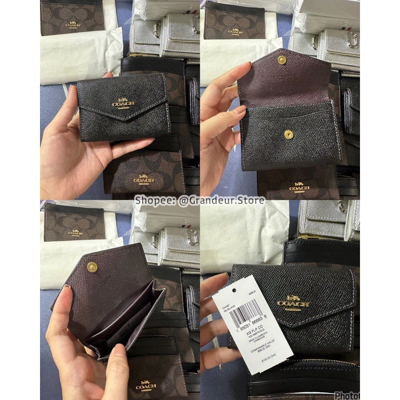 ORIGINAL & IMPORTED Coach Flap Card Case Small Wallet In Signature Canvas Pink Floral
