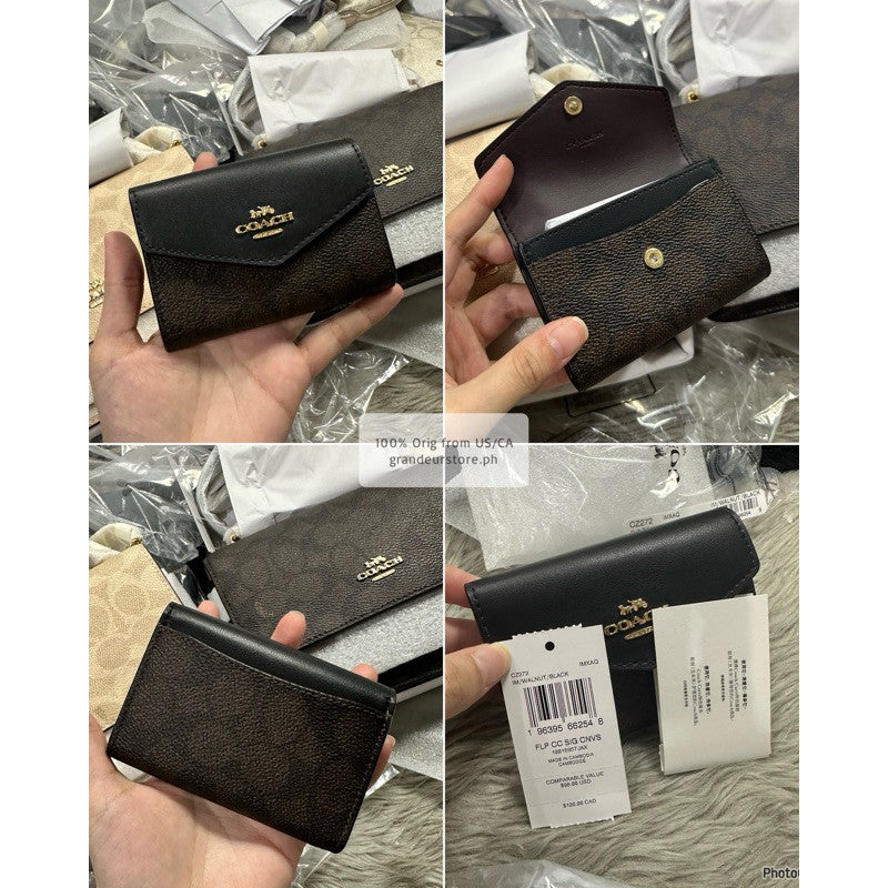 ORIGINAL & IMPORTED Coach Flap Card Case Small Wallet In Signature Canvas Pink Floral