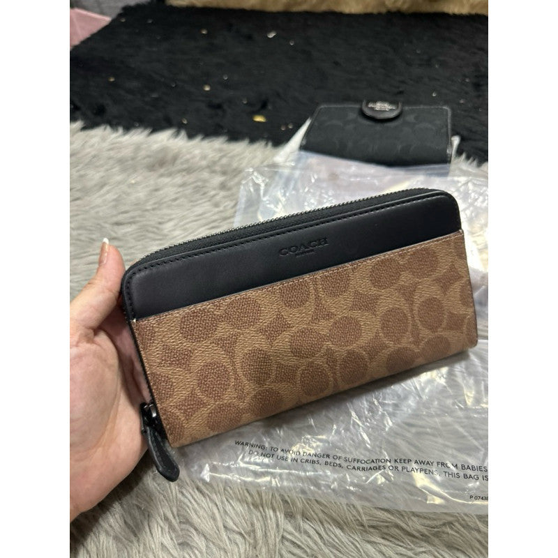 ORIG & IMPORTED CCH Retail Long Zip Around Wallet for Men Khaki Black