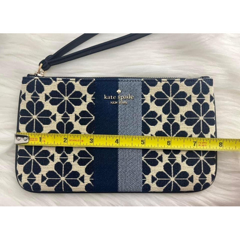 ORIG & IMPORTED KS Everything Spade Flower Jacquard Medium Wristlet Wallet Blue