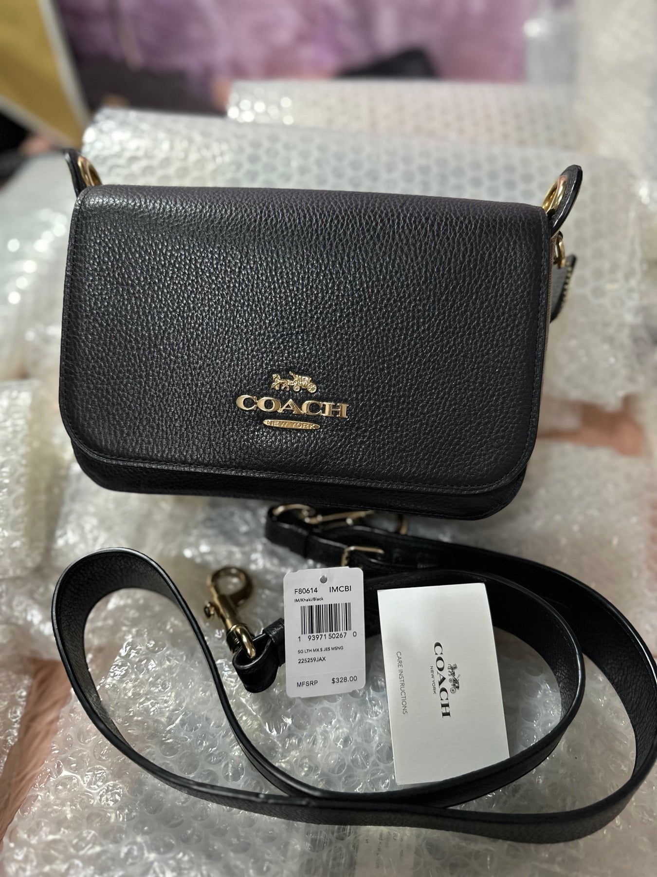 ORIG Preloved COACH RARE Small Jes Messenger Flap Black Bag