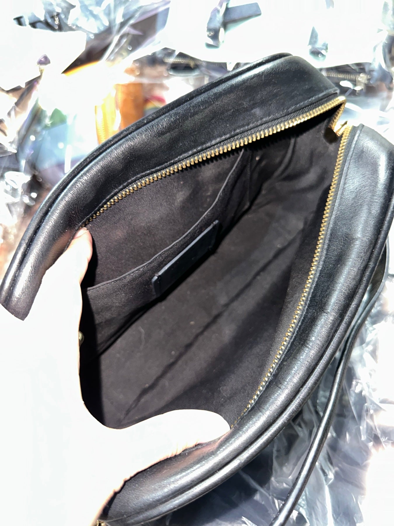 ORIG Preloved COACH Cammie Chain Shoulder Bag With Linear Quilting Black
