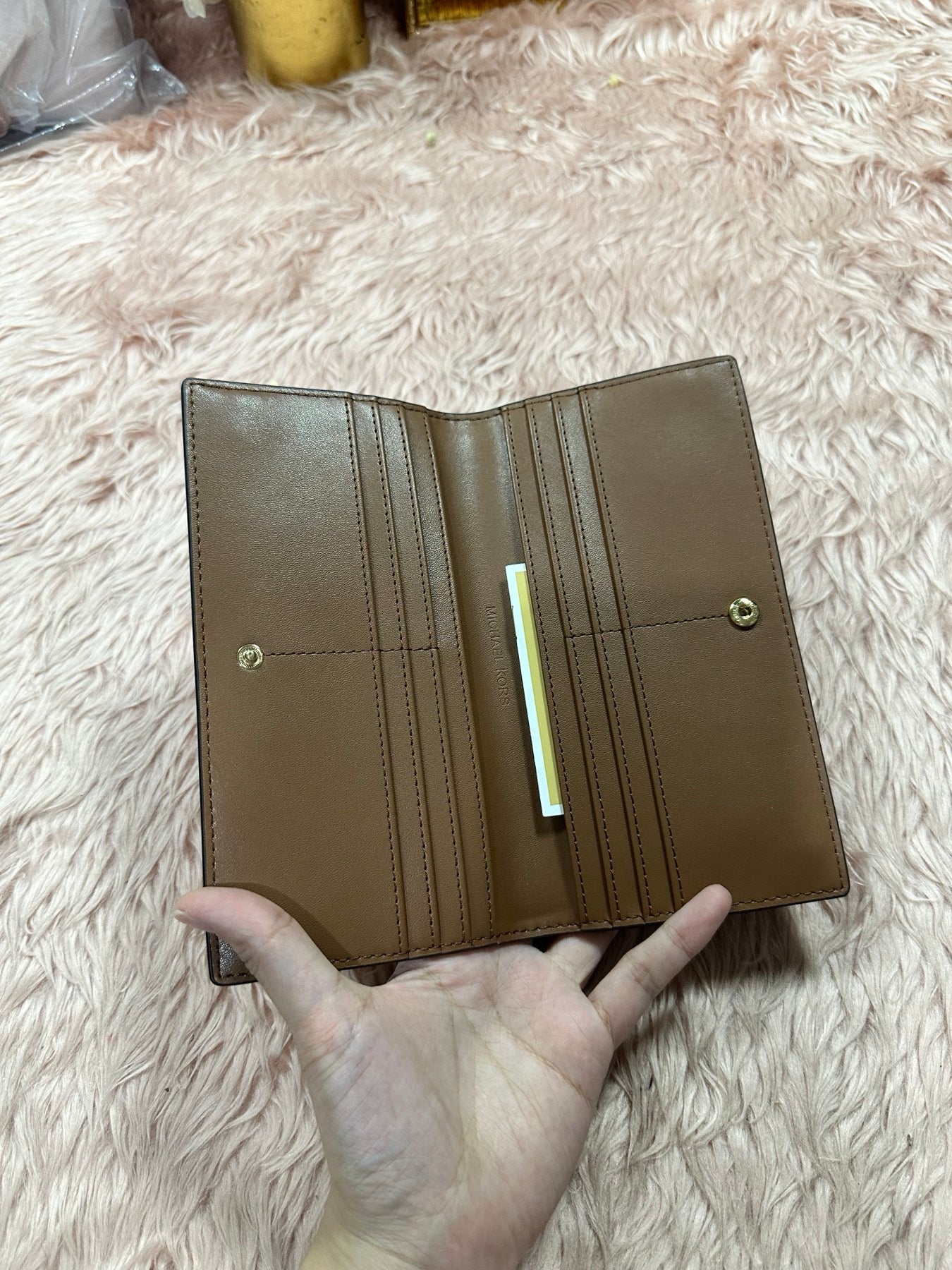 ORIG & IMPORTED MK Reed Large Logo Long Wallet Brown Vanilla White
