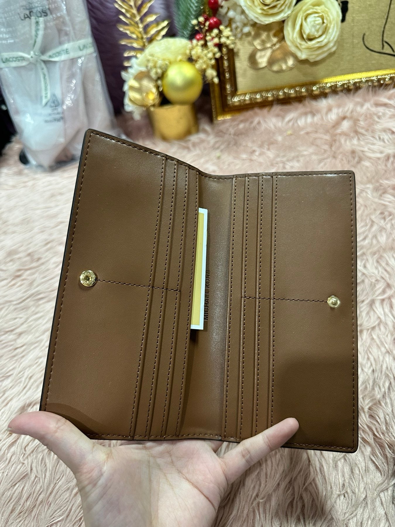 ORIG & IMPORTED MK Reed Large Logo Long Wallet Brown Vanilla White