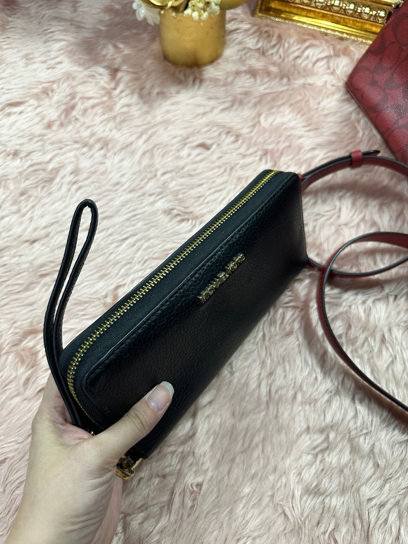 ORIG Preloved MK Leather Continental Long Wallet Wristlet