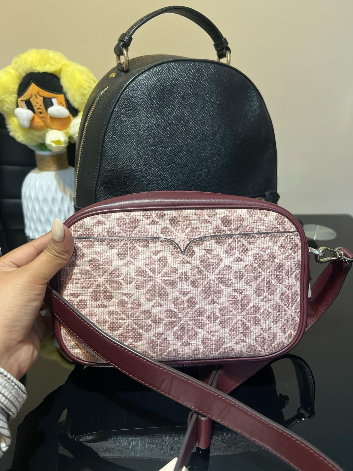 ORIG Preloved KS Infinite Spade Flower Medium Camera Bag Pink