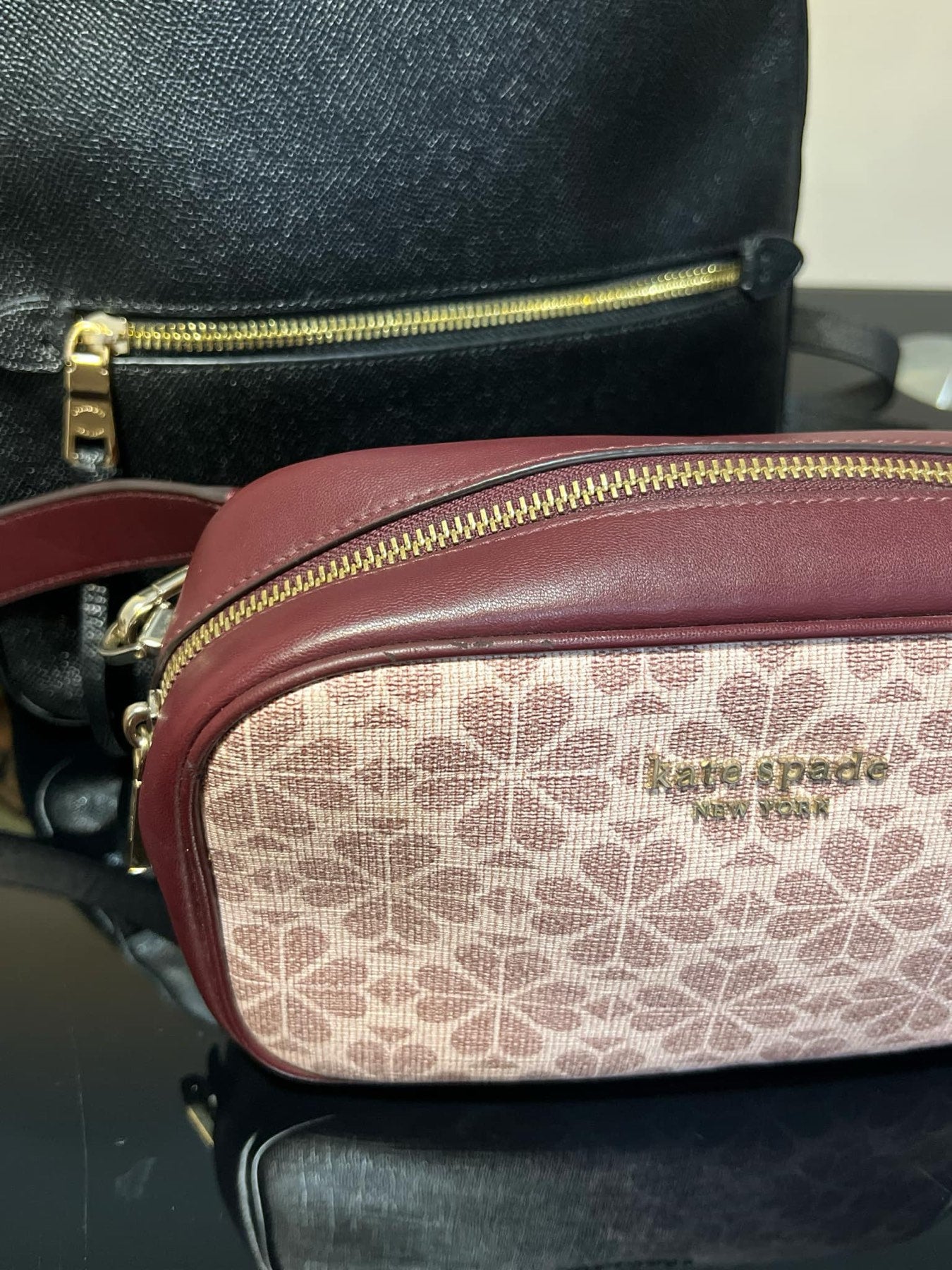 ORIG Preloved KS Infinite Spade Flower Medium Camera Bag Pink