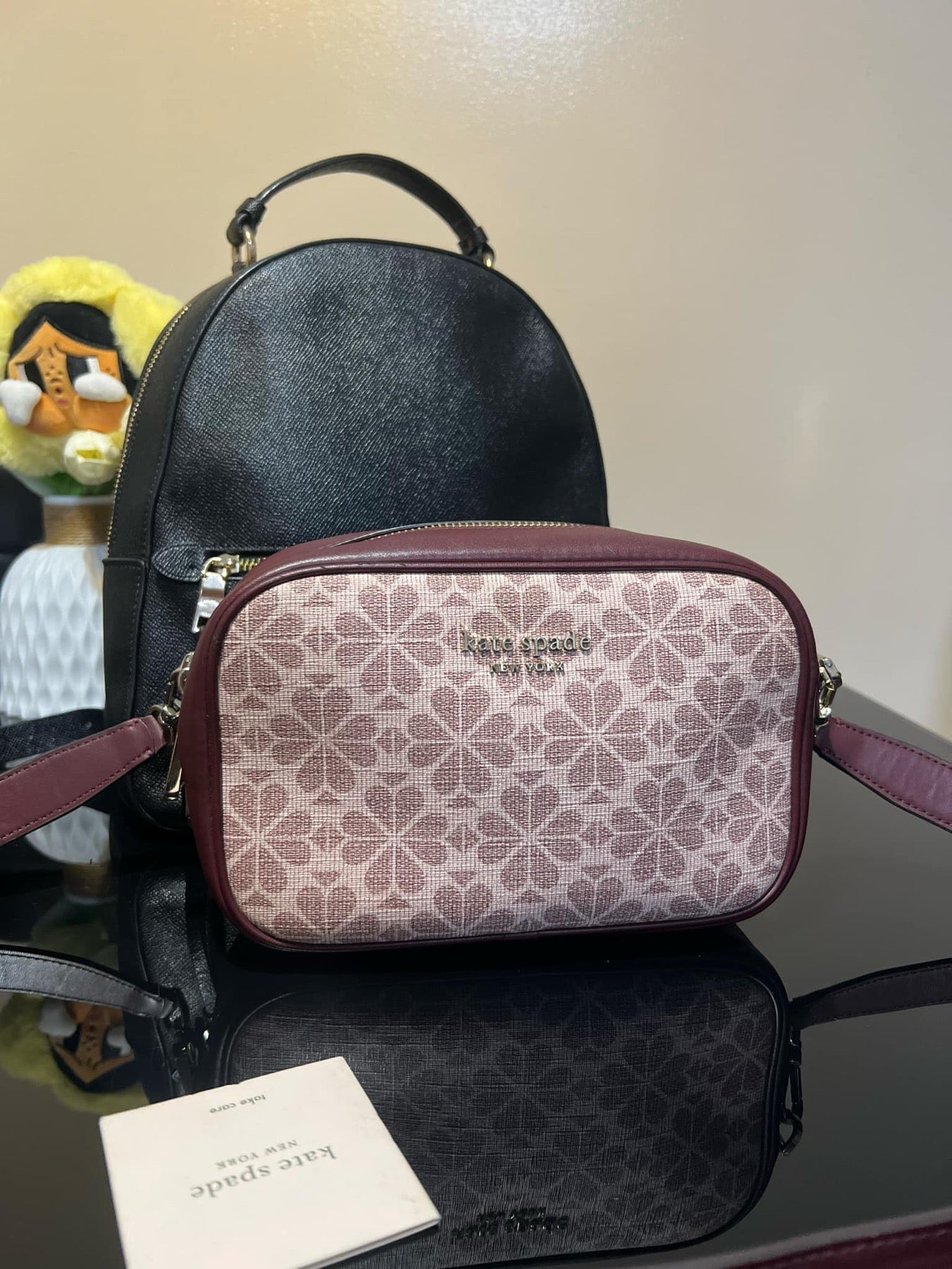 ORIG Preloved KS Infinite Spade Flower Medium Camera Bag Pink
