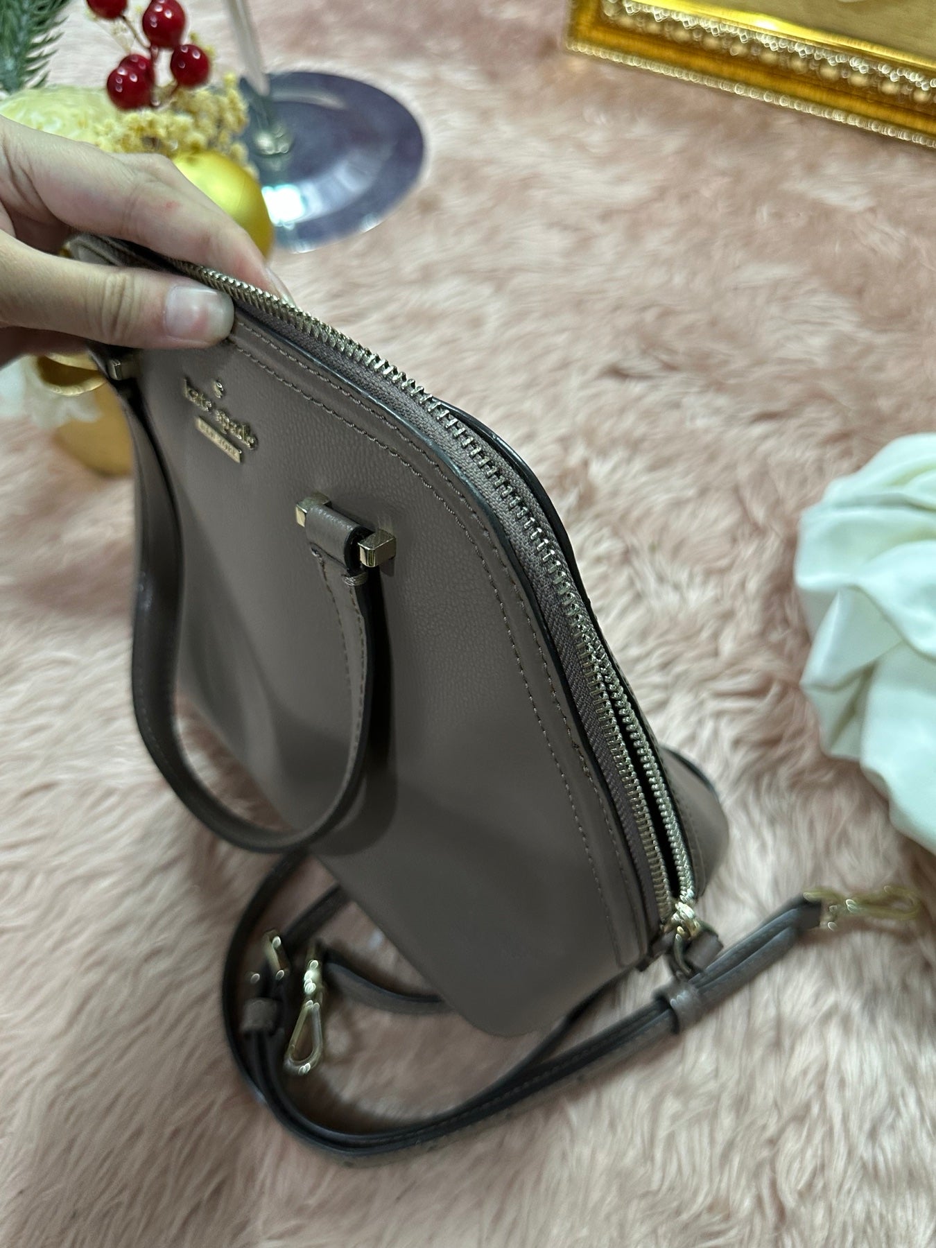 ORIG Preloved KS Patterson Drive Small Dome Satchel Brown Bag