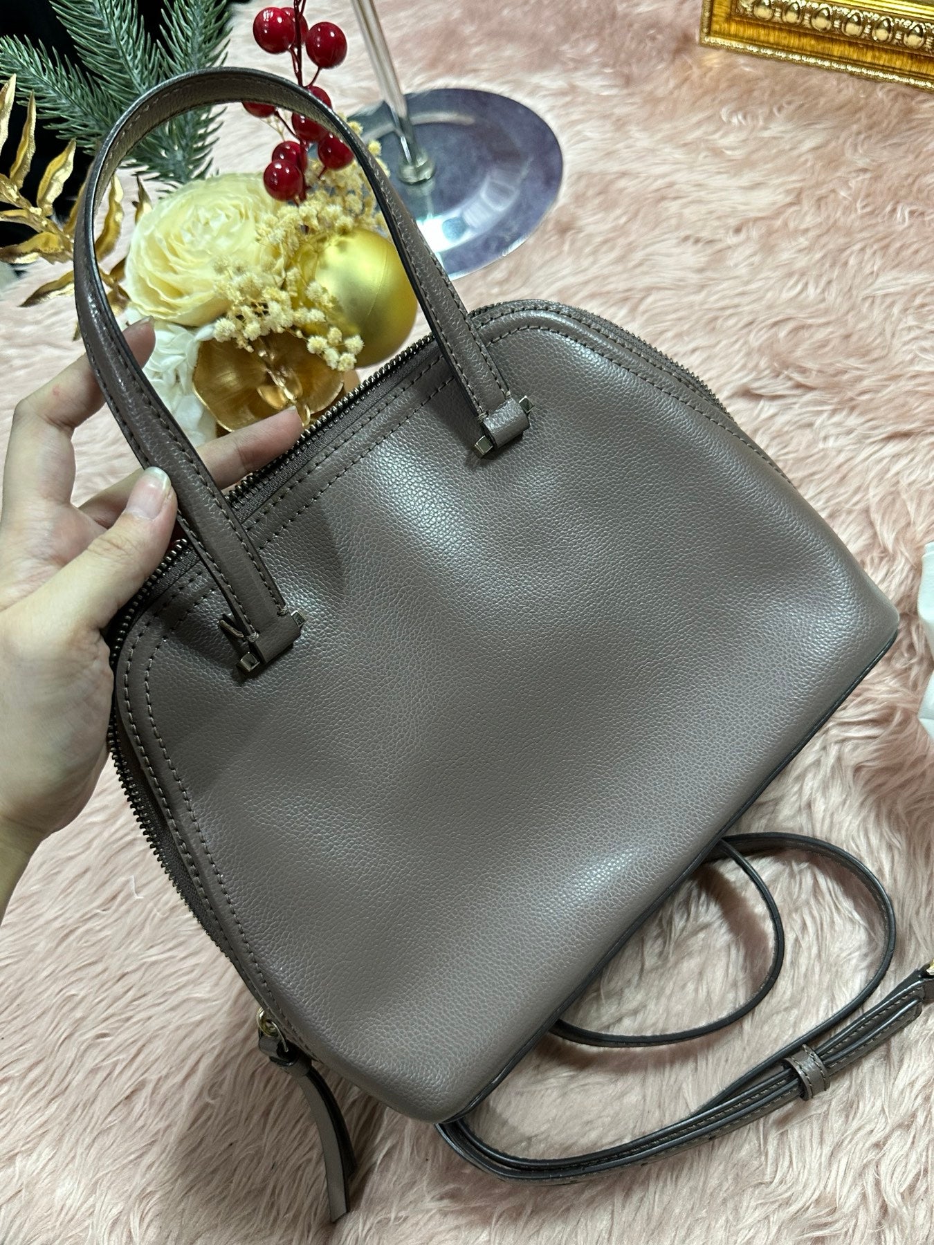 ORIG Preloved KS Patterson Drive Small Dome Satchel Brown Bag