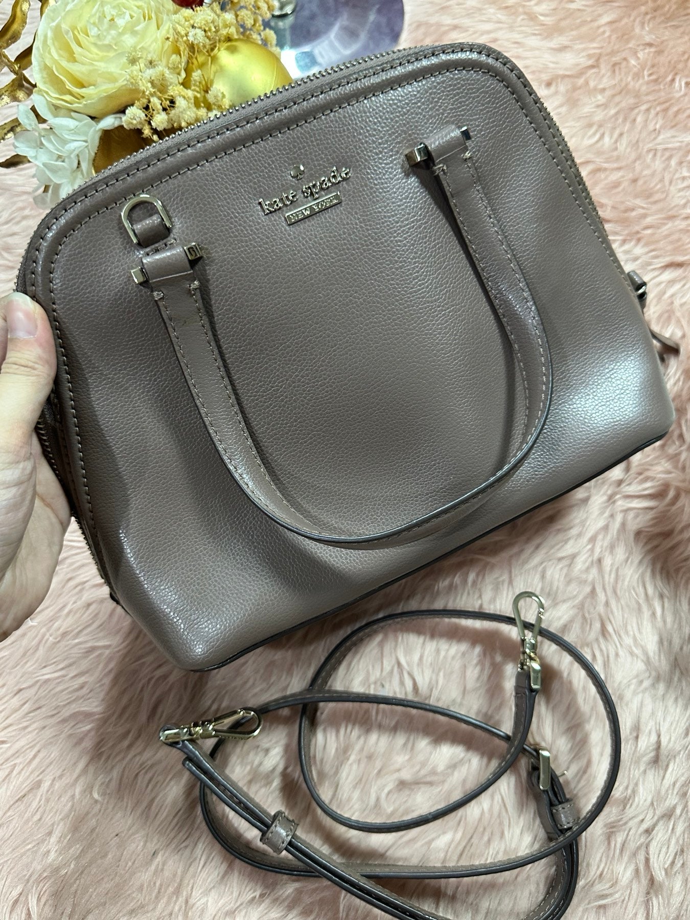 ORIG Preloved KS Patterson Drive Small Dome Satchel Brown Bag