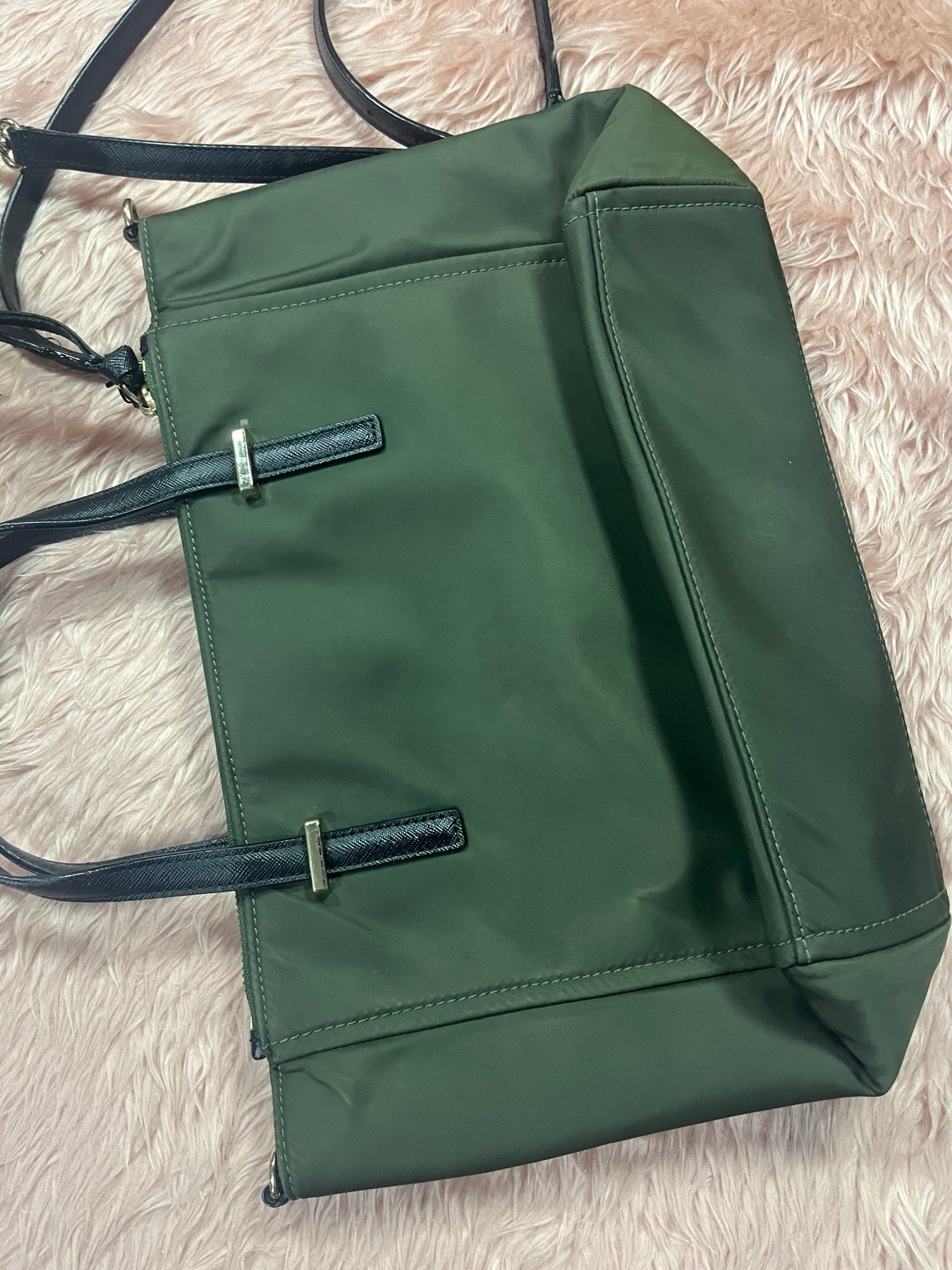 ORIG Preloved KS Dawn Medium Satchel Nylon Bag Olive Green