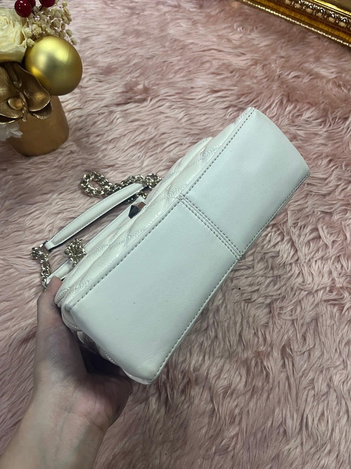 ORIG Preloved KS Natalia Quilted Small Flap Crossbody Bag in Parchment White