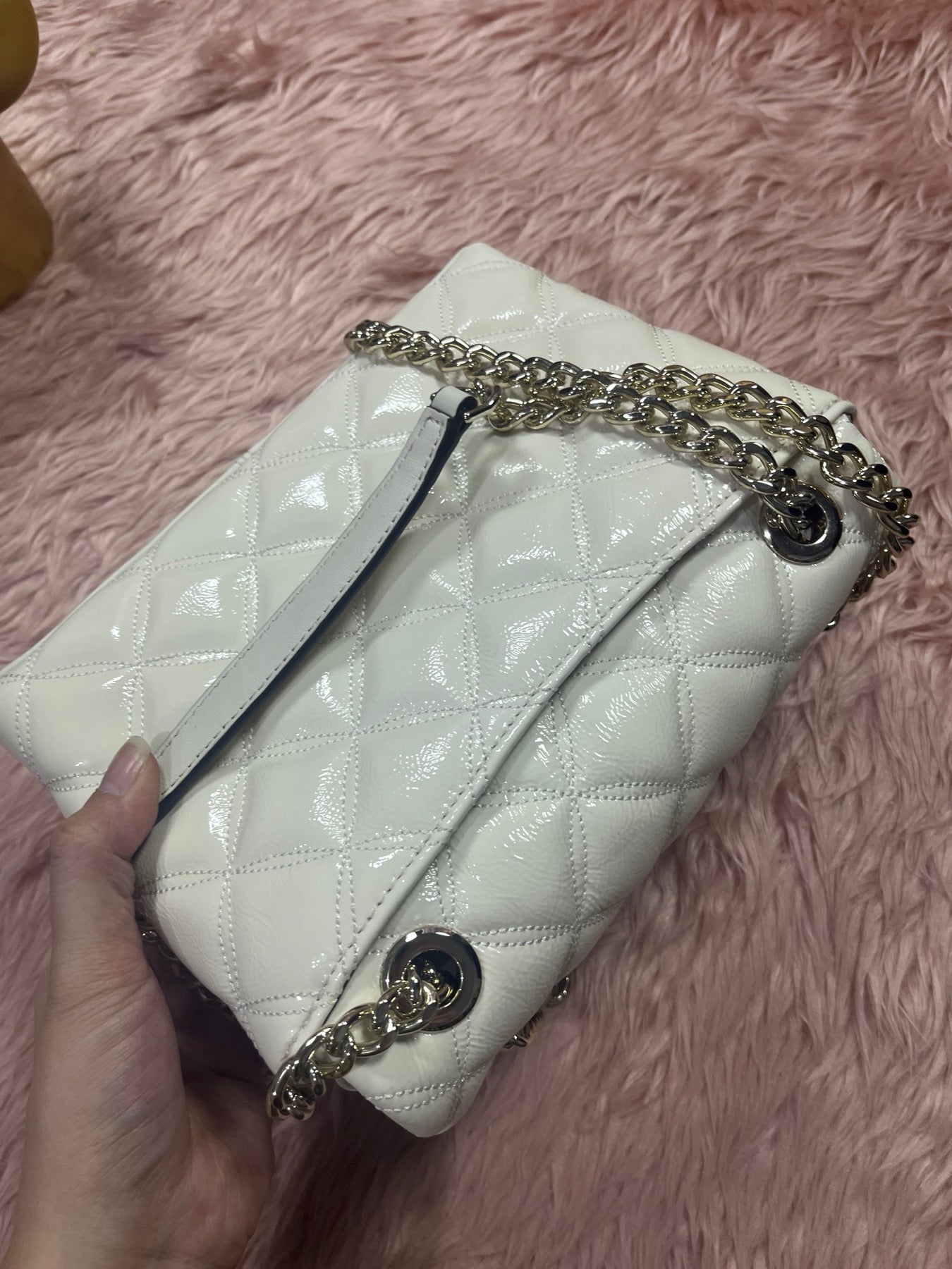 ORIG Preloved KS Natalia Quilted Small Flap Crossbody Bag in Parchment White