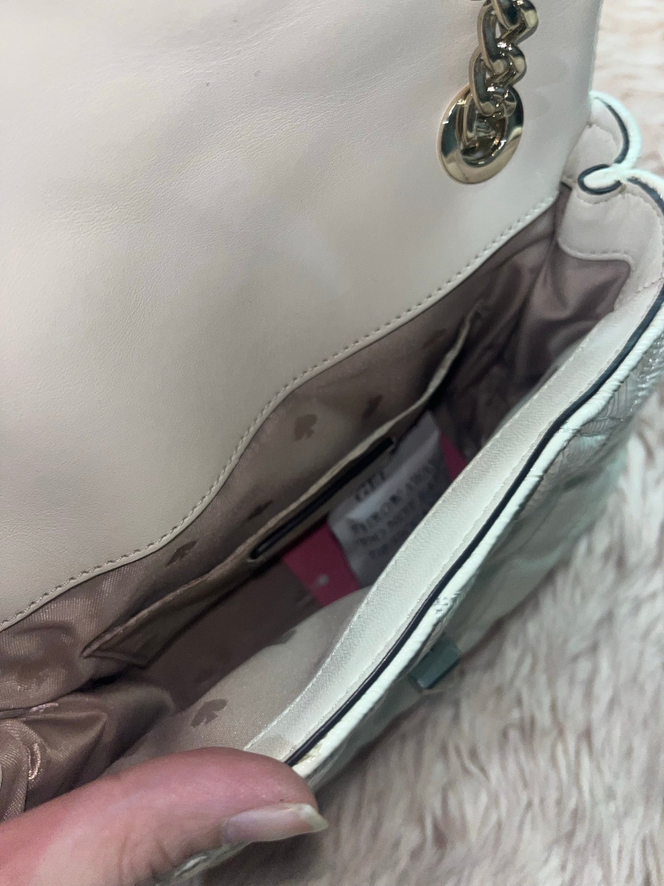 ORIG Preloved KS Natalia Quilted Small Flap Crossbody Bag in Parchment White