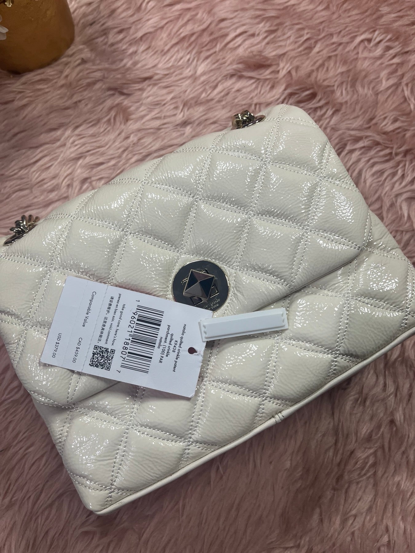 ORIG Preloved KS Natalia Quilted Small Flap Crossbody Bag in Parchment White