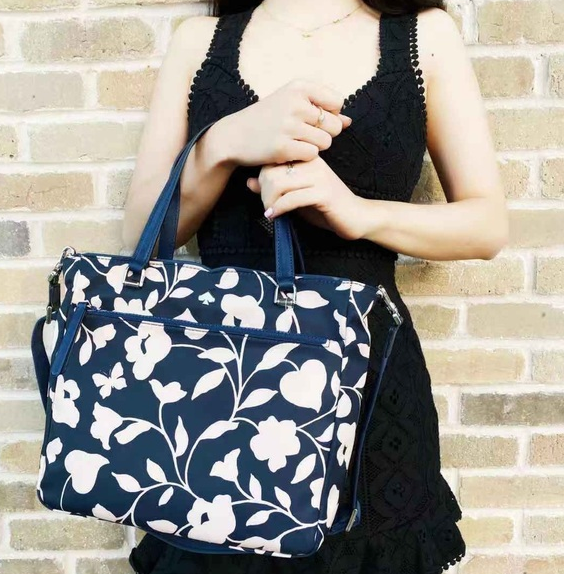 ORIG Preloved KS Jae Garden Floral Vine Medium Satchel Nylon Bag