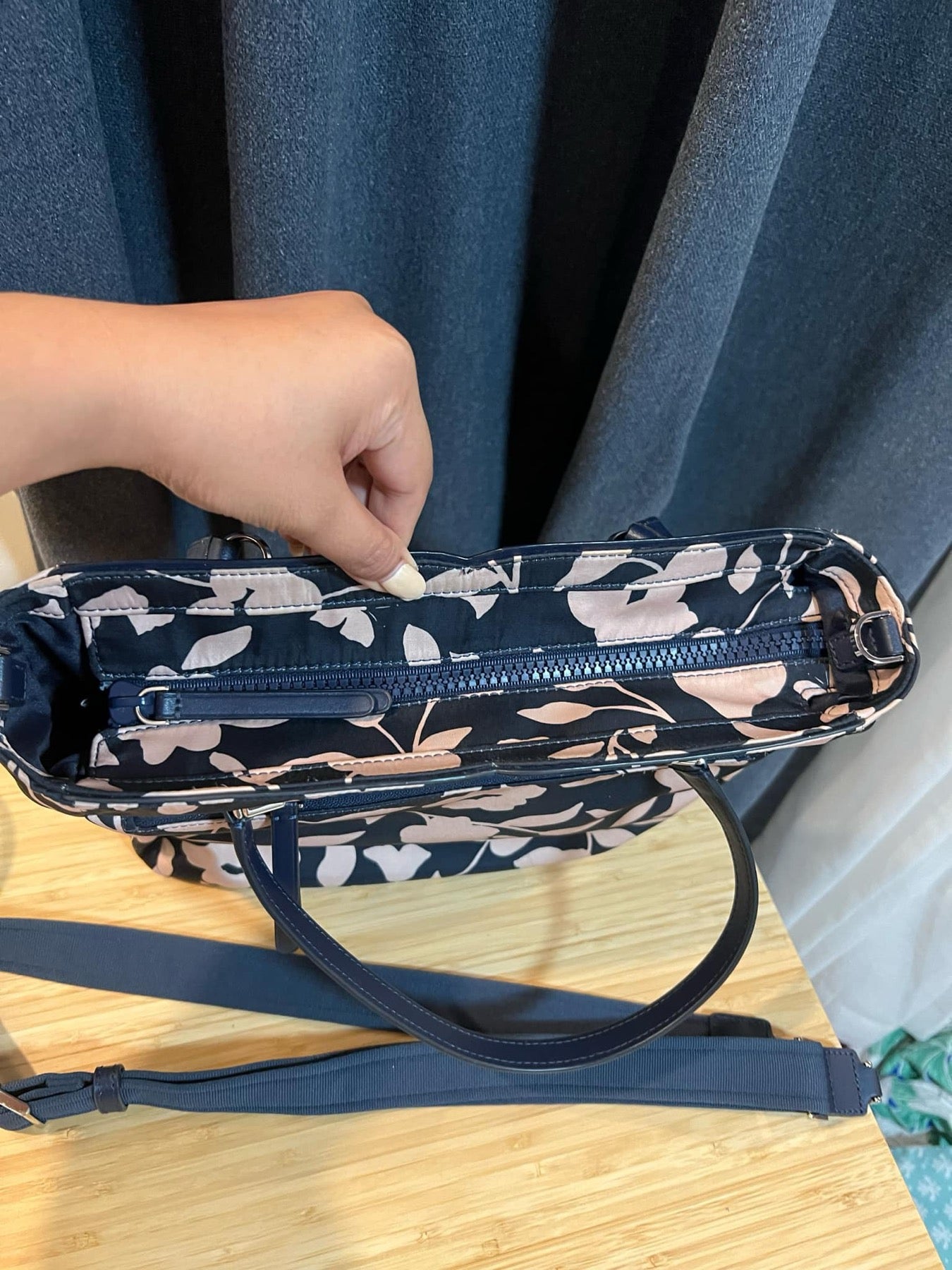 ORIG Preloved KS Jae Garden Floral Vine Medium Satchel Nylon Bag