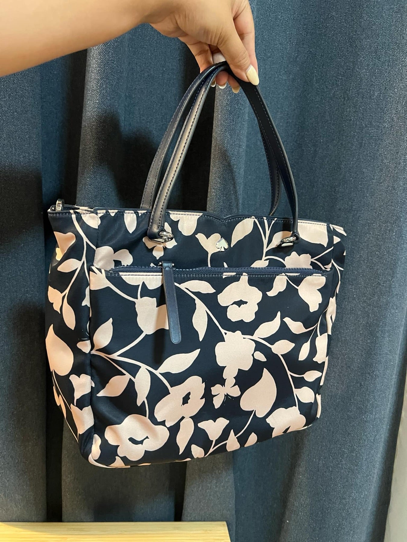 ORIG Preloved KS Jae Garden Floral Vine Medium Satchel Nylon Bag