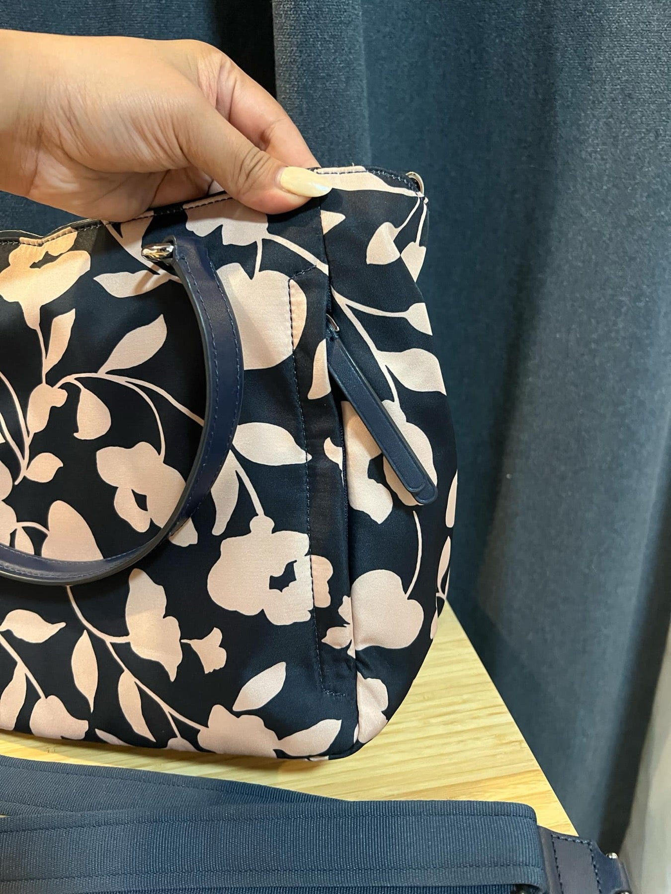 ORIG Preloved KS Jae Garden Floral Vine Medium Satchel Nylon Bag
