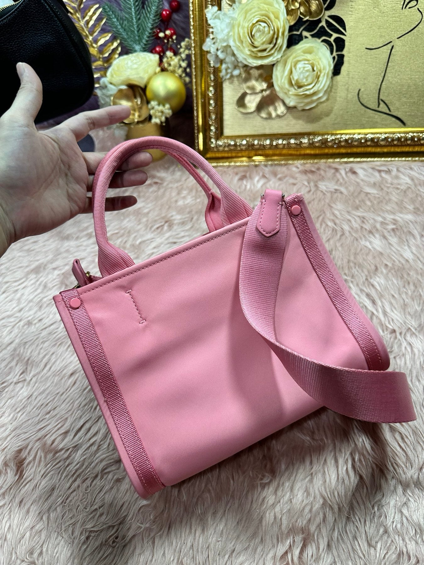 ORIG Preloved KS The Little Better Sam Nylon Mini Tote Pink Bag
