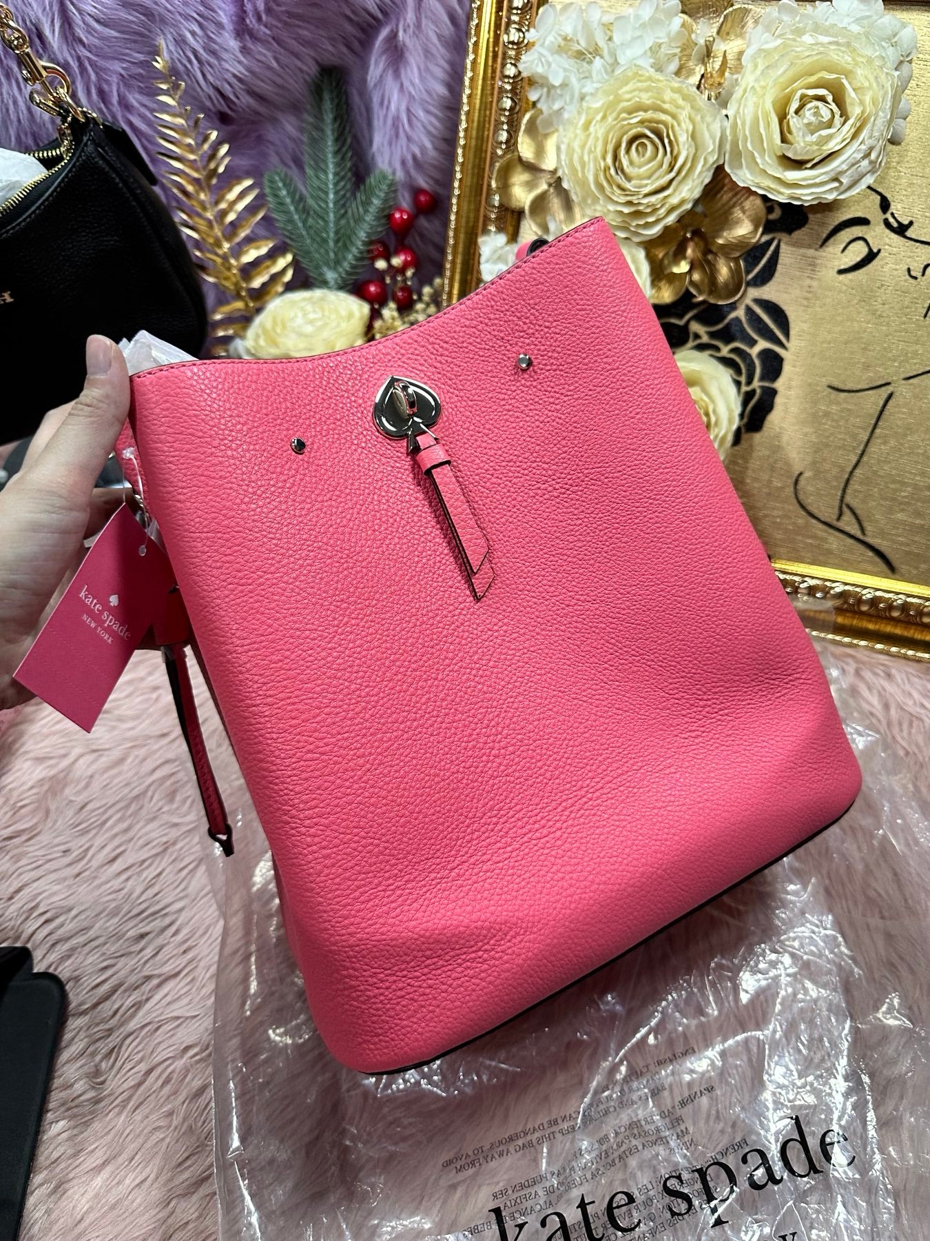 ORIG & MPORTED KS Marti Large Bucket Bag Garden Pink