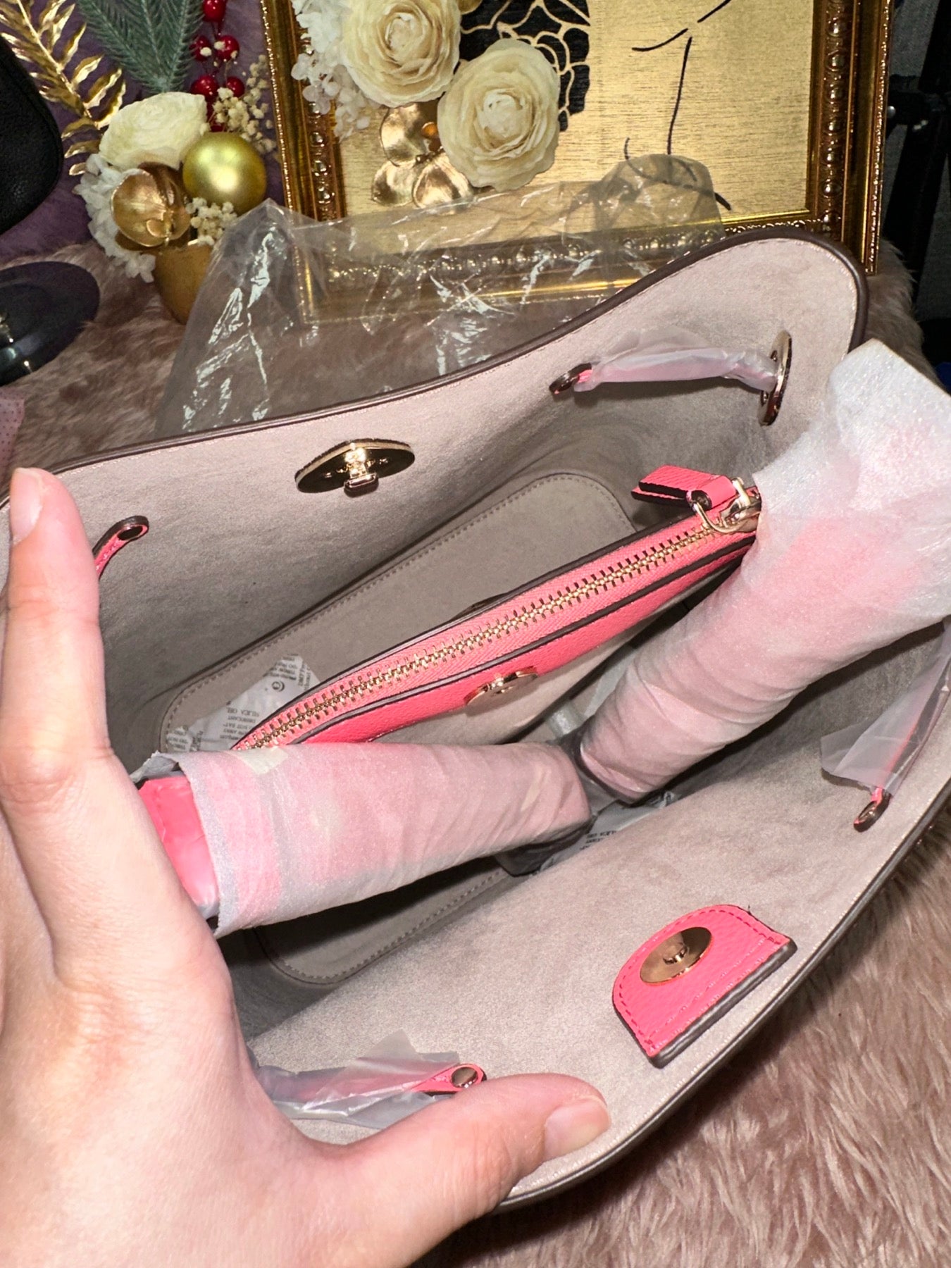 ORIG & MPORTED KS Marti Large Bucket Bag Garden Pink