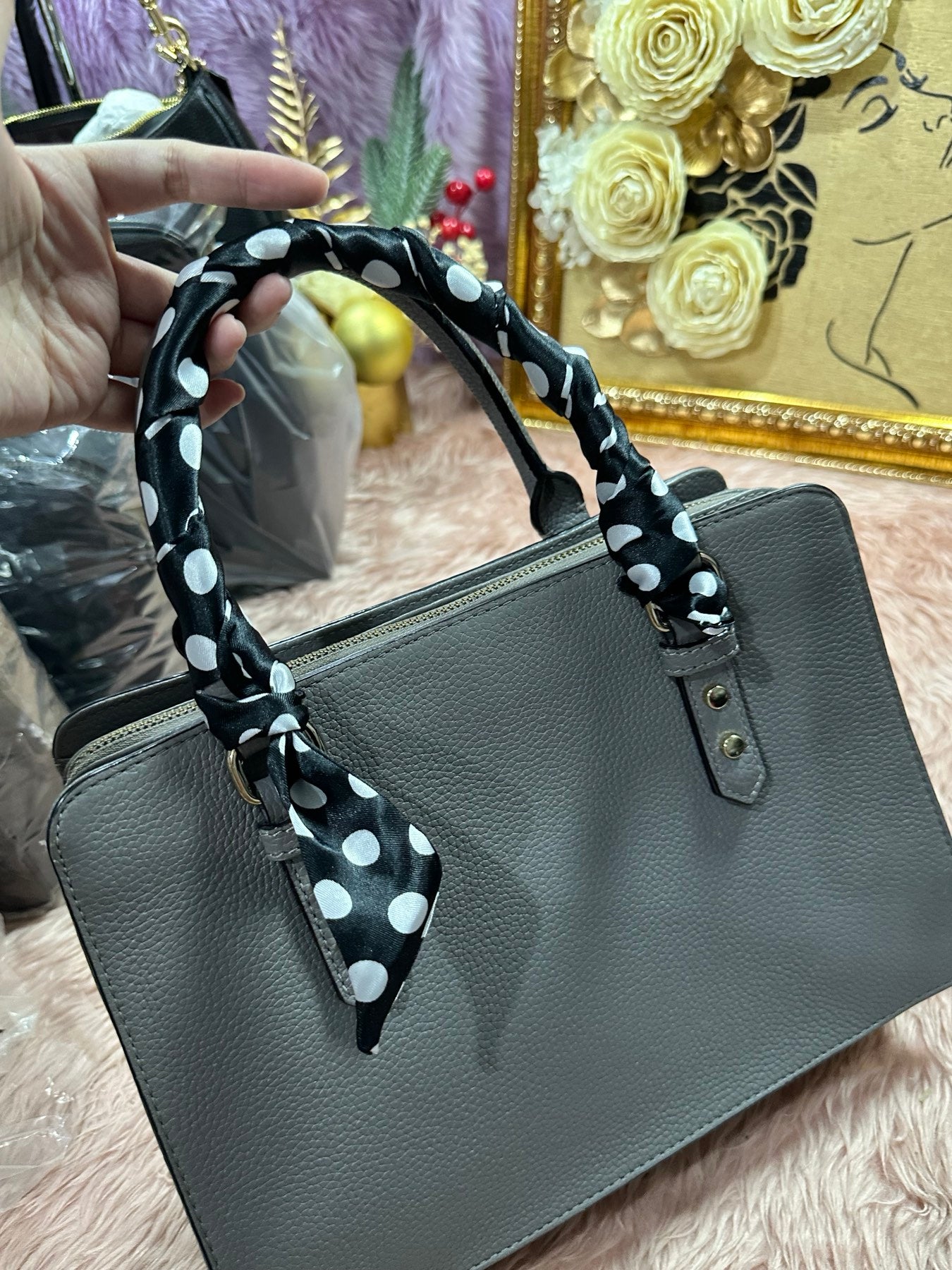 ORIG Preloved KS Mulberry Street Lise Satchel Grey Bag