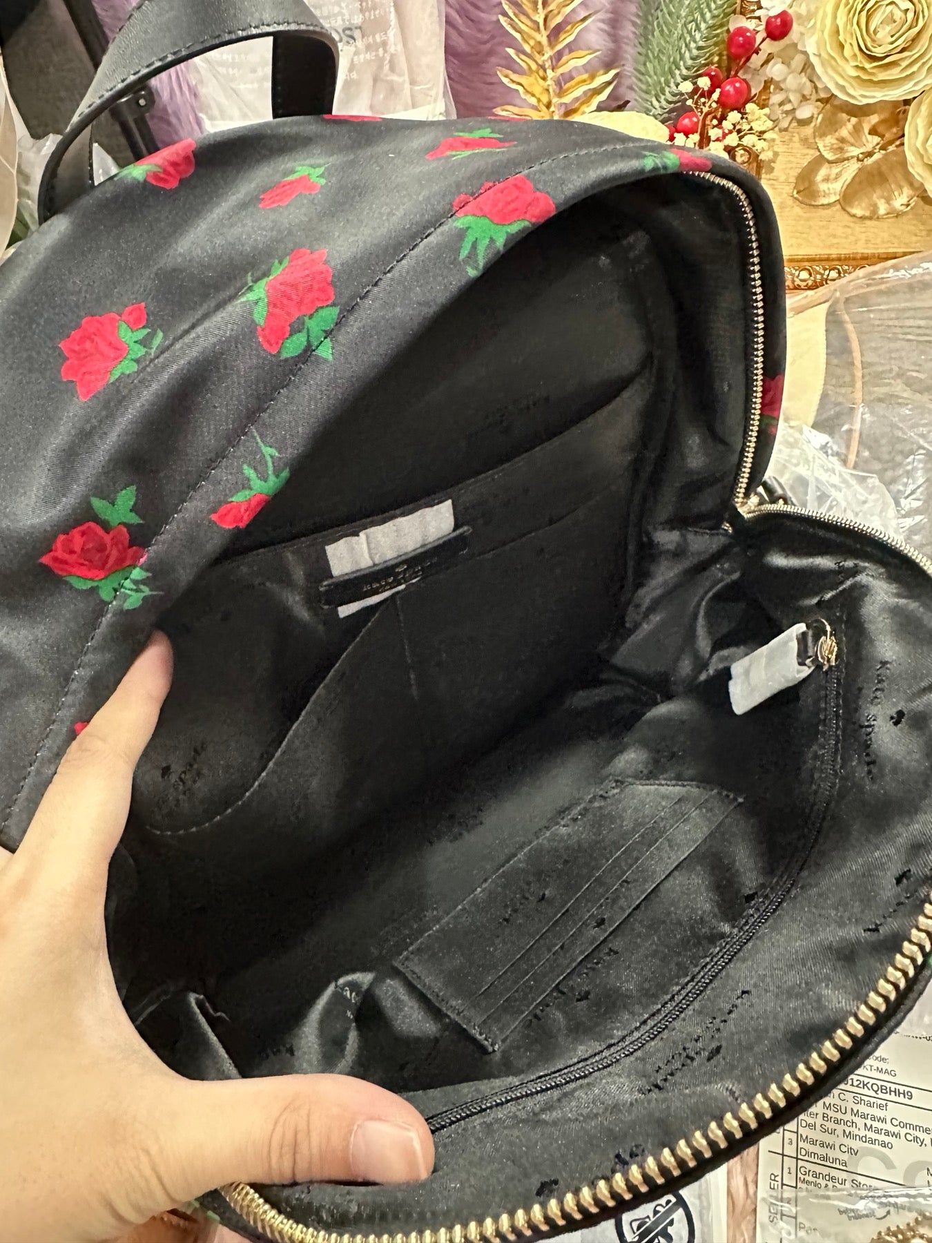 ORIG & IMPORTED KS Chelsea Medium Black Nylon Backpack Rose Toss