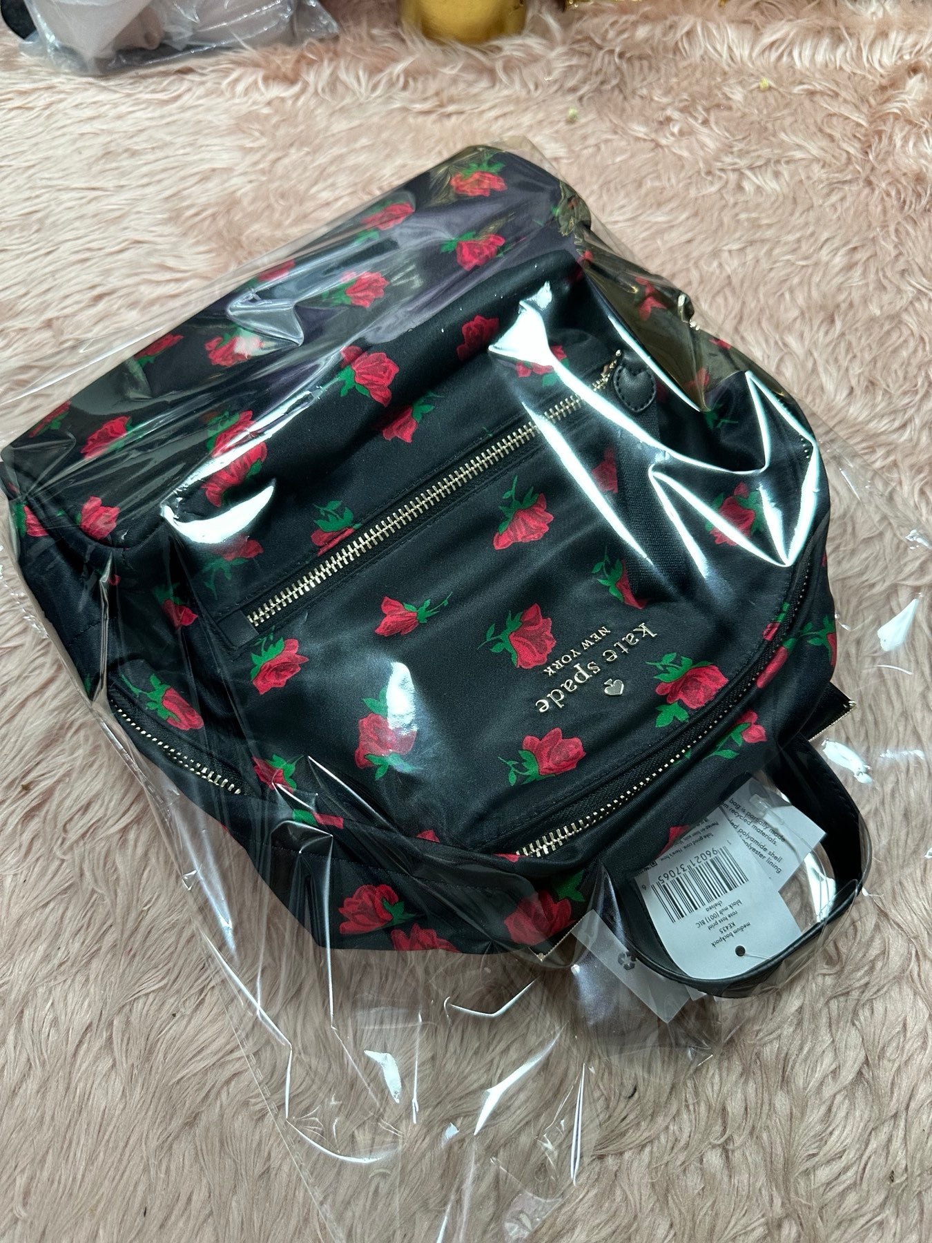 ORIG & IMPORTED KS Chelsea Medium Black Nylon Backpack Rose Toss