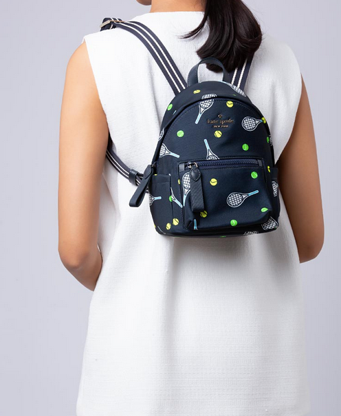 ORIG & IMPORTED KS Chelsea Racquet And Ball Printed Mini Nylon Blue Backpack Bag