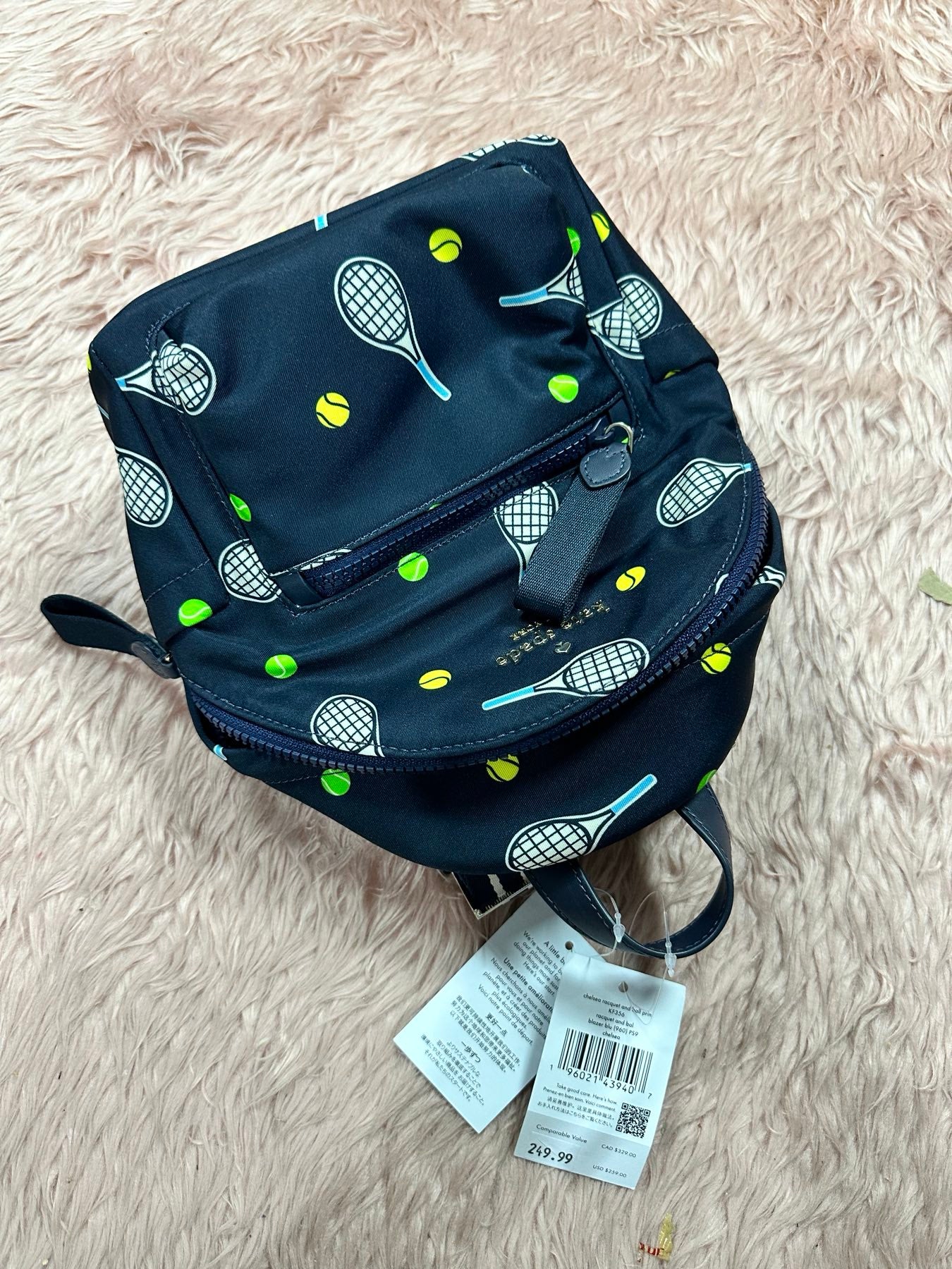 ORIG & IMPORTED KS Chelsea Racquet And Ball Printed Mini Nylon Blue Backpack Bag
