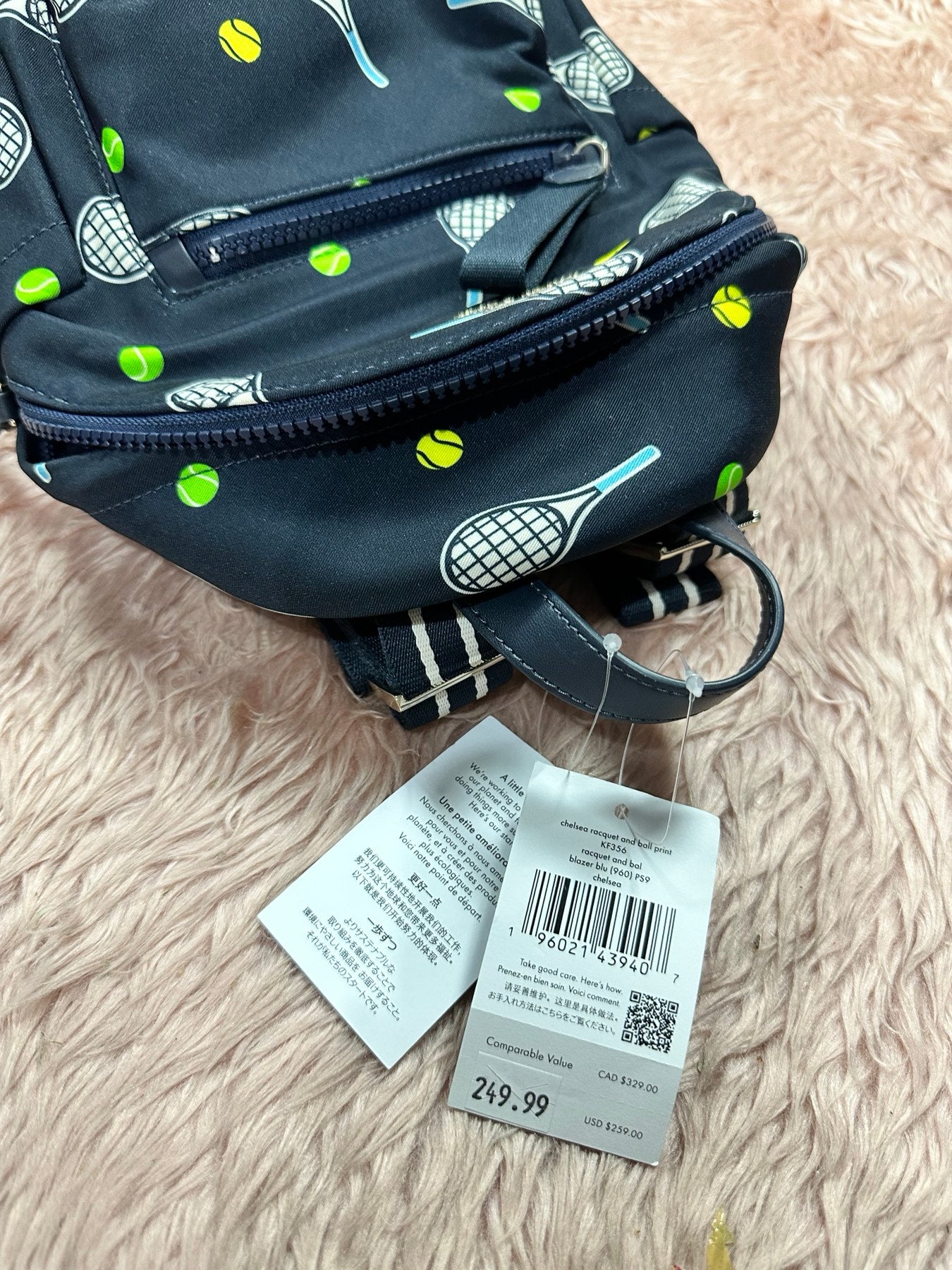 ORIG & IMPORTED KS Chelsea Racquet And Ball Printed Mini Nylon Blue Backpack Bag
