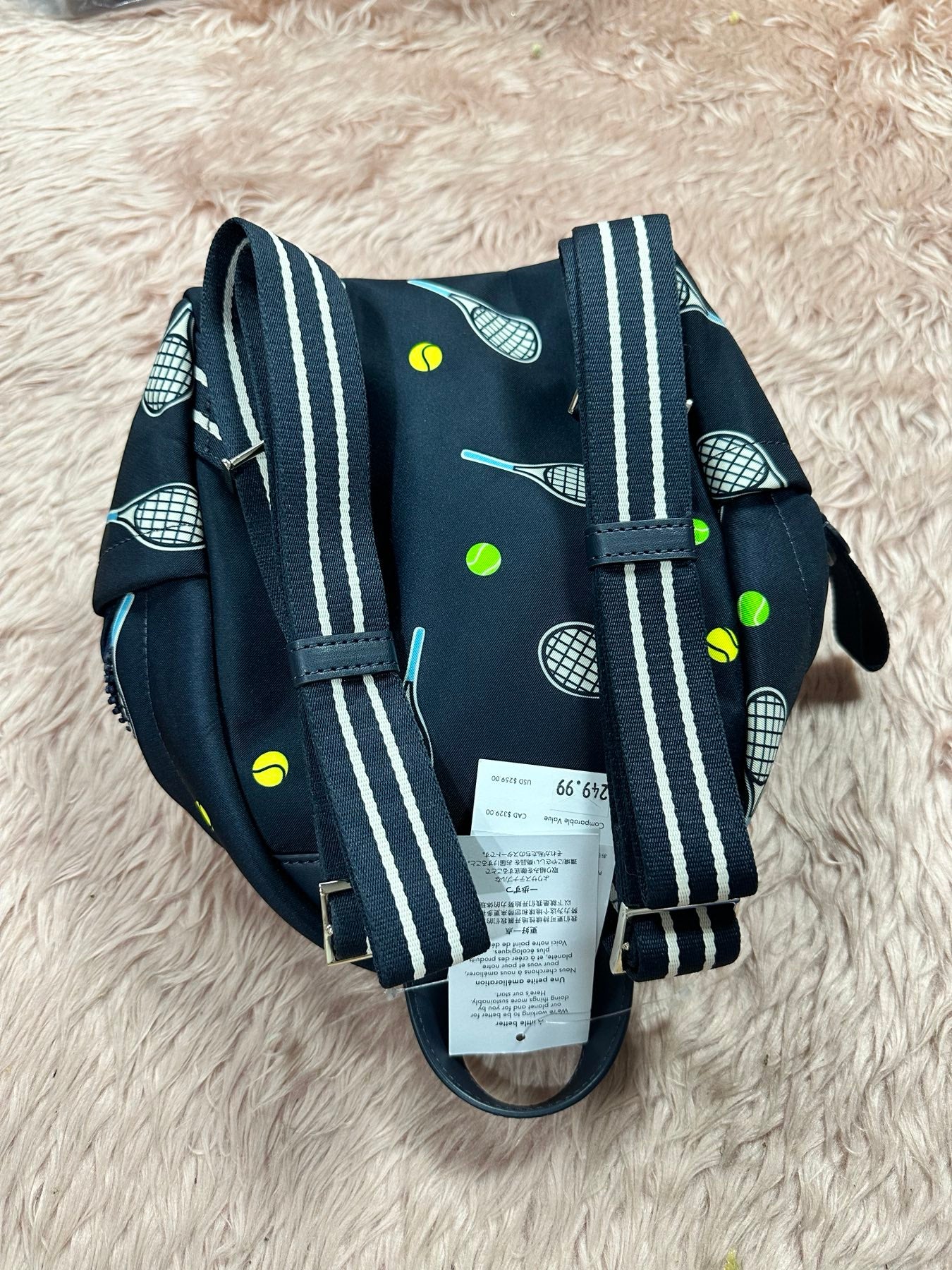ORIG & IMPORTED KS Chelsea Racquet And Ball Printed Mini Nylon Blue Backpack Bag