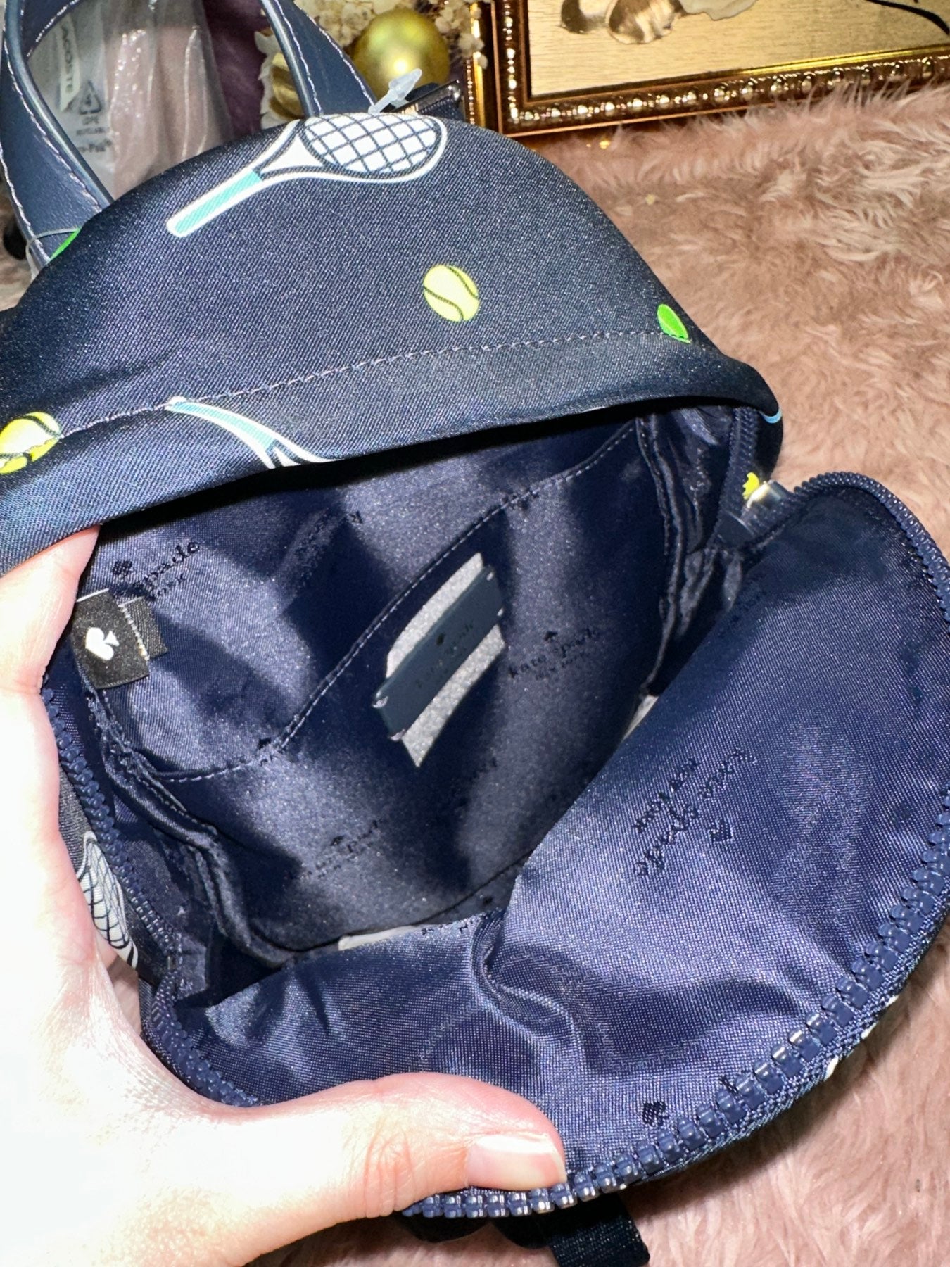 ORIG & IMPORTED KS Chelsea Racquet And Ball Printed Mini Nylon Blue Backpack Bag