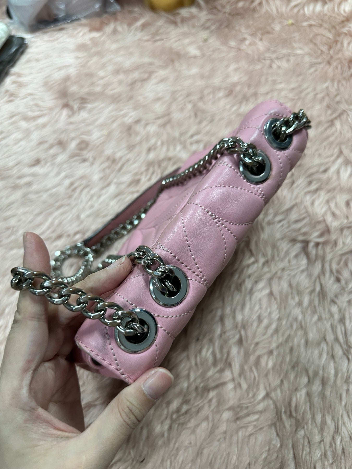 ORIG Preloved KS Mini Emelyn Briar Lane Quilted Crossbody Bag Pink