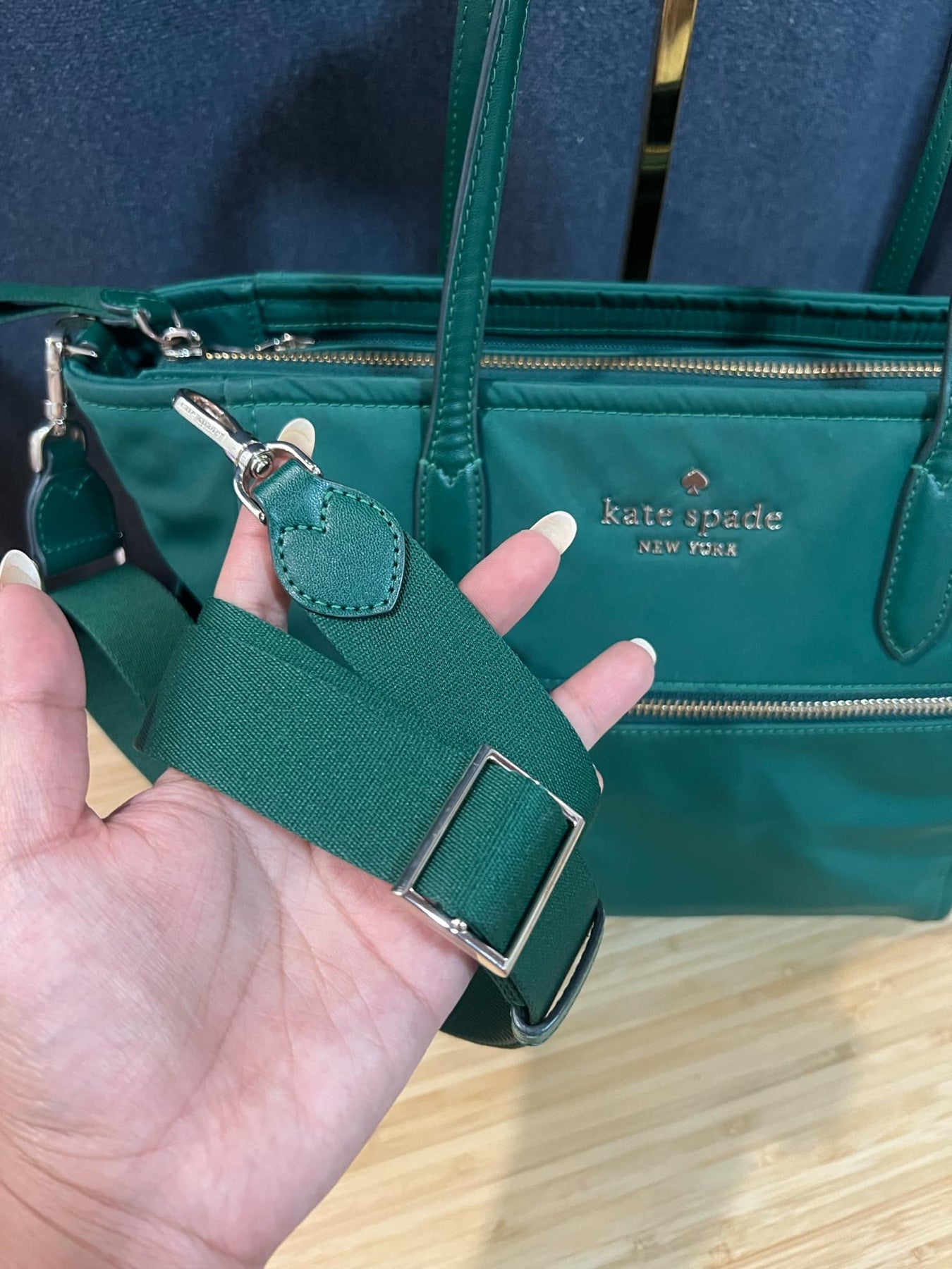 ORIG Preloved KS Chelsea Medium Satchel Nylon Bag Deep Jade Green