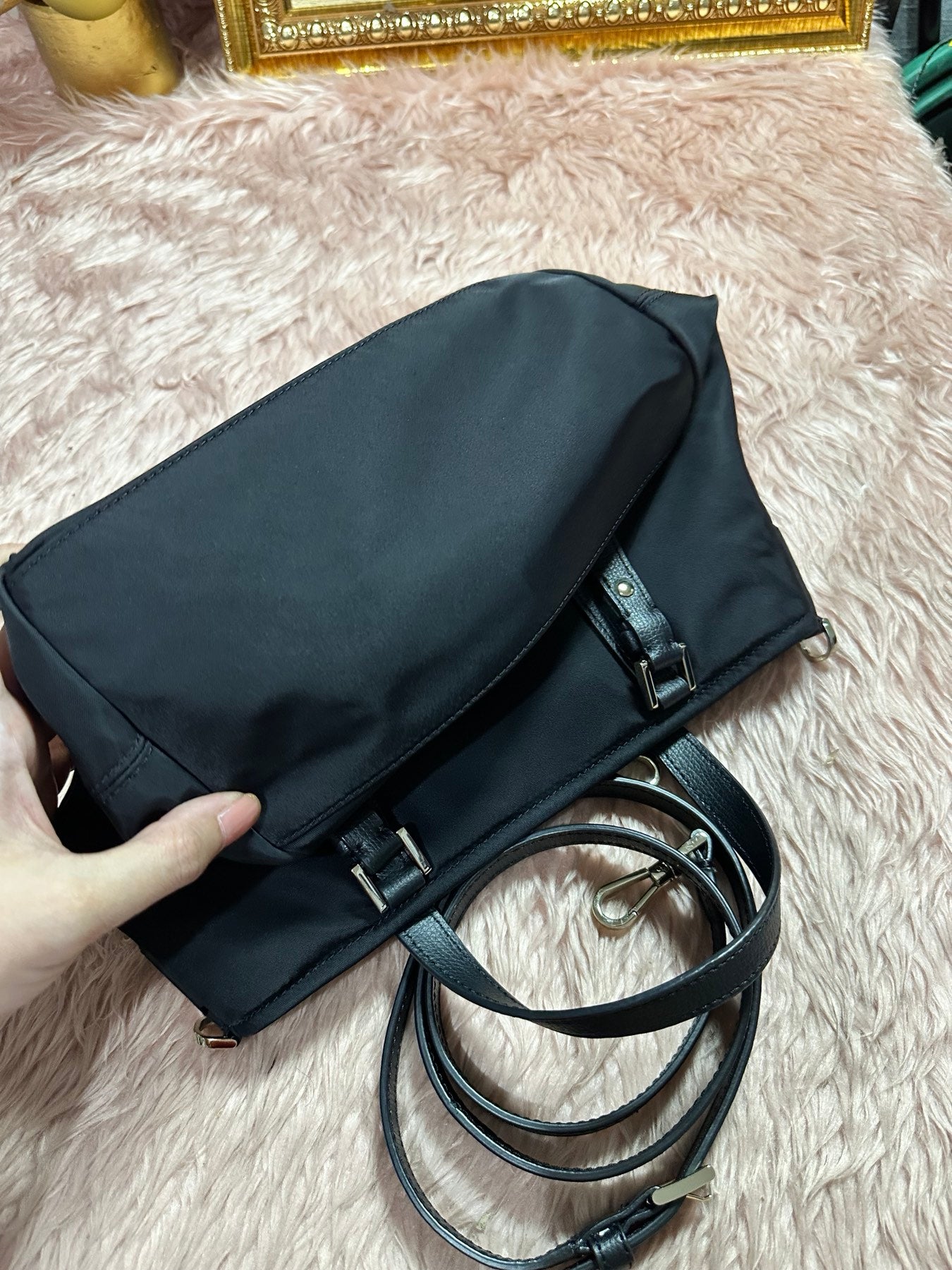 ORIG Preloved KS Retail Taylor Small Crossbody Tote Nylon Bag in Black