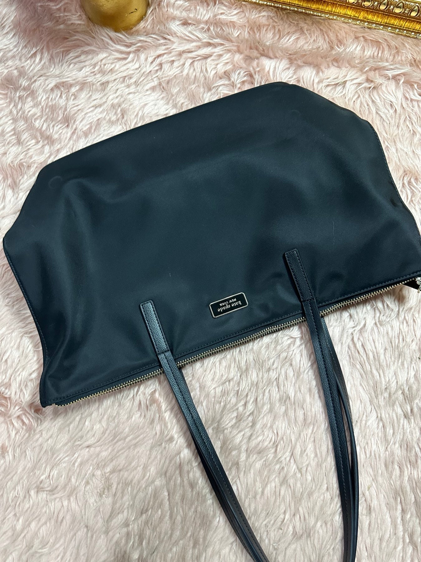 ORIG Preloved KS Kitt Nylon Medium Tote Black Bag