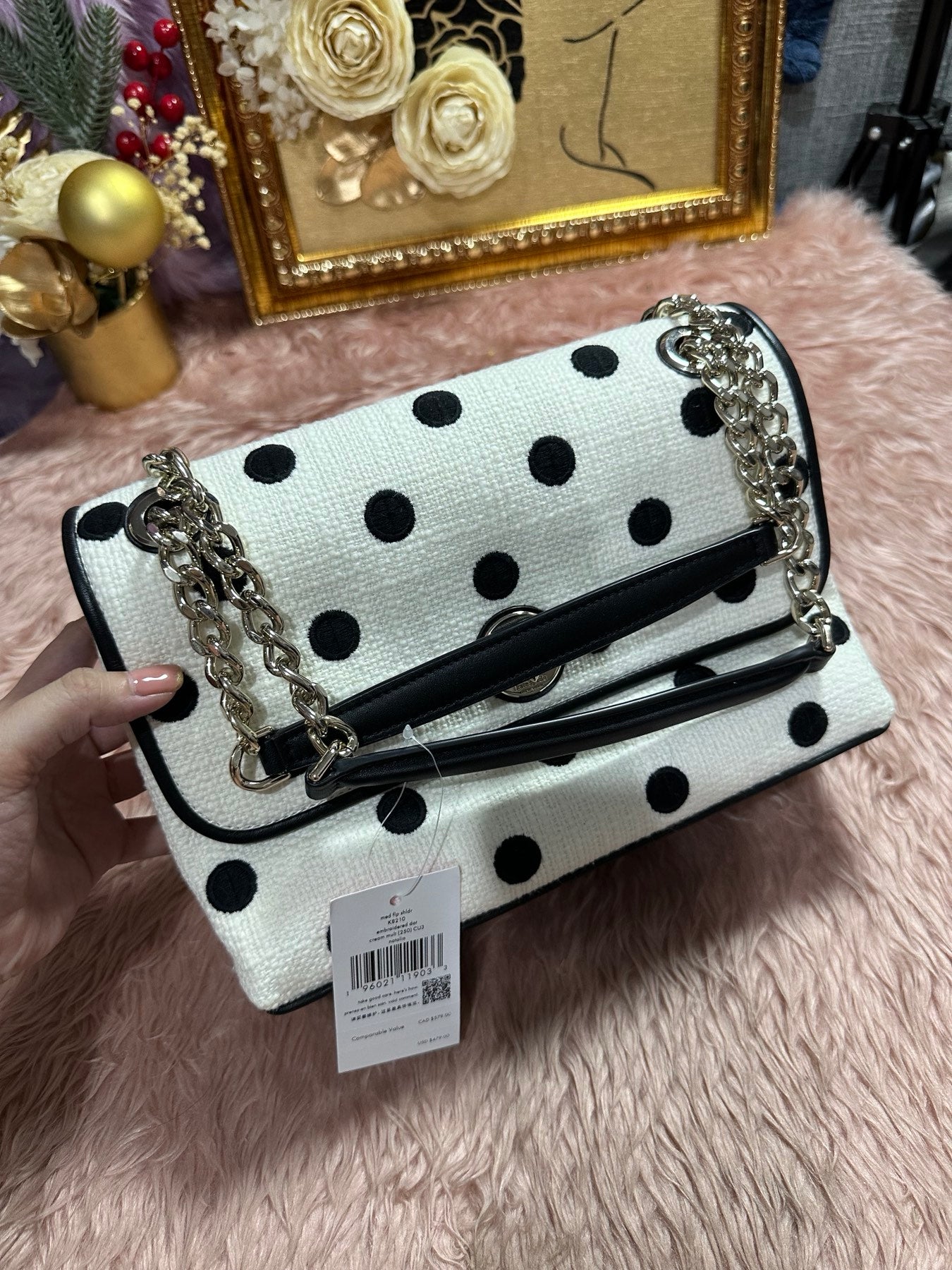 ORIG & IMPORTED KS Natalia Medium Flap Shoulder Bag Embroidered White Bag