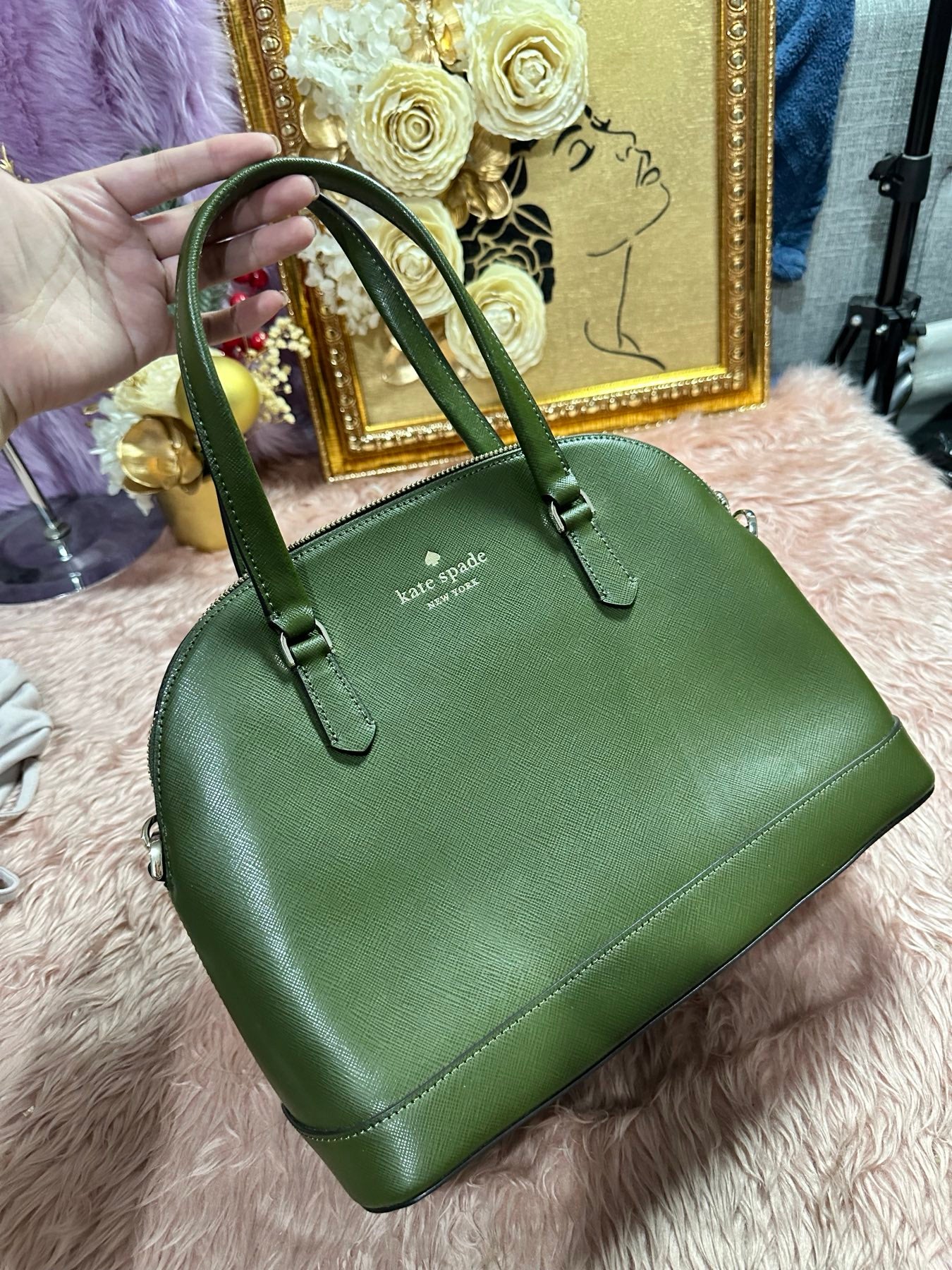 ORIG & IMPORTED KS Sadie Medium Dome Satchel Enchanted Green Bag