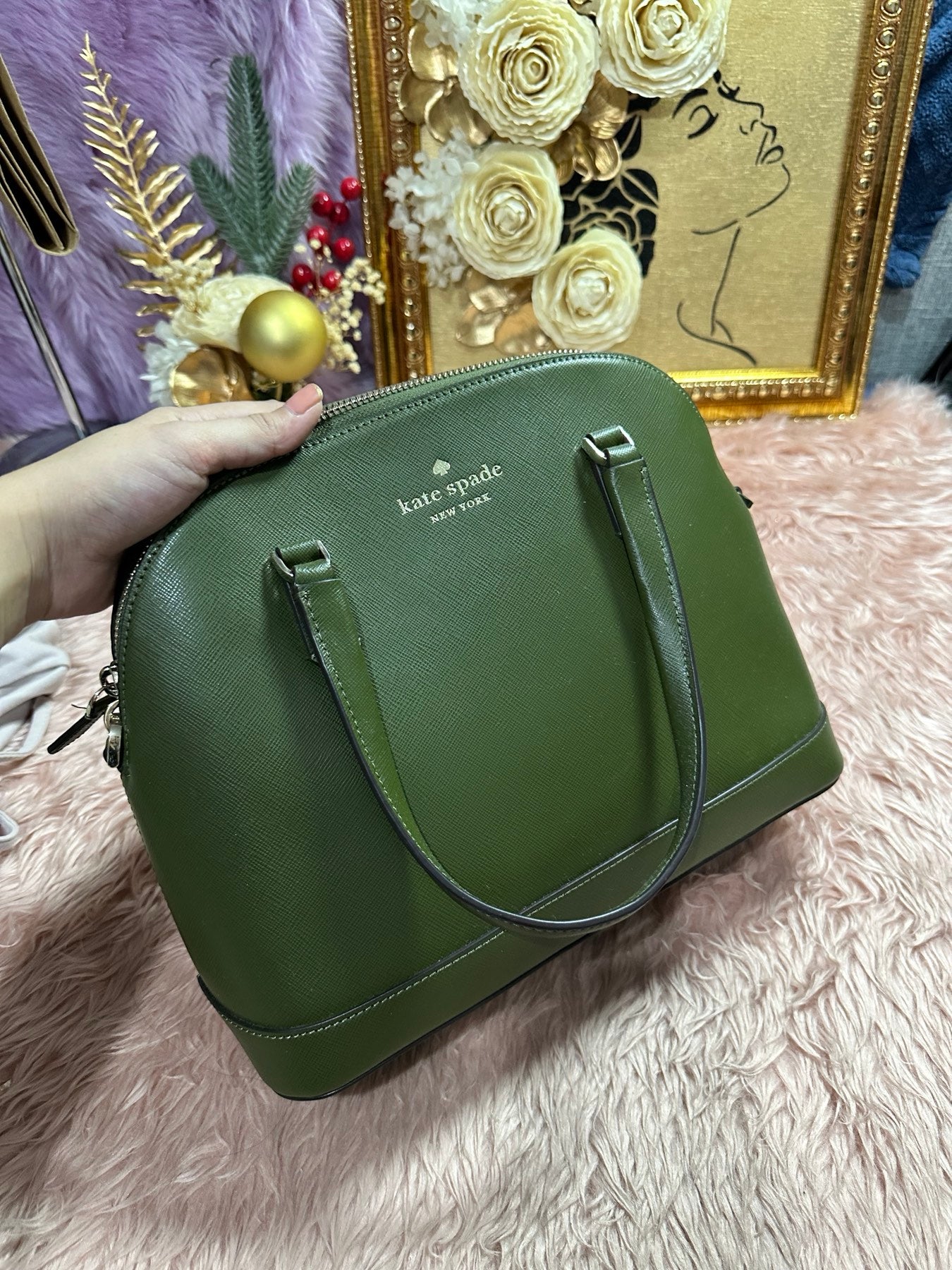 ORIG & IMPORTED KS Sadie Medium Dome Satchel Enchanted Green Bag