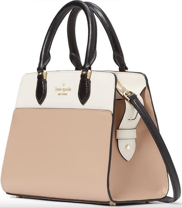 ORIG & IMPORTED KS Madison Small Satchel Bag in Beige / Black